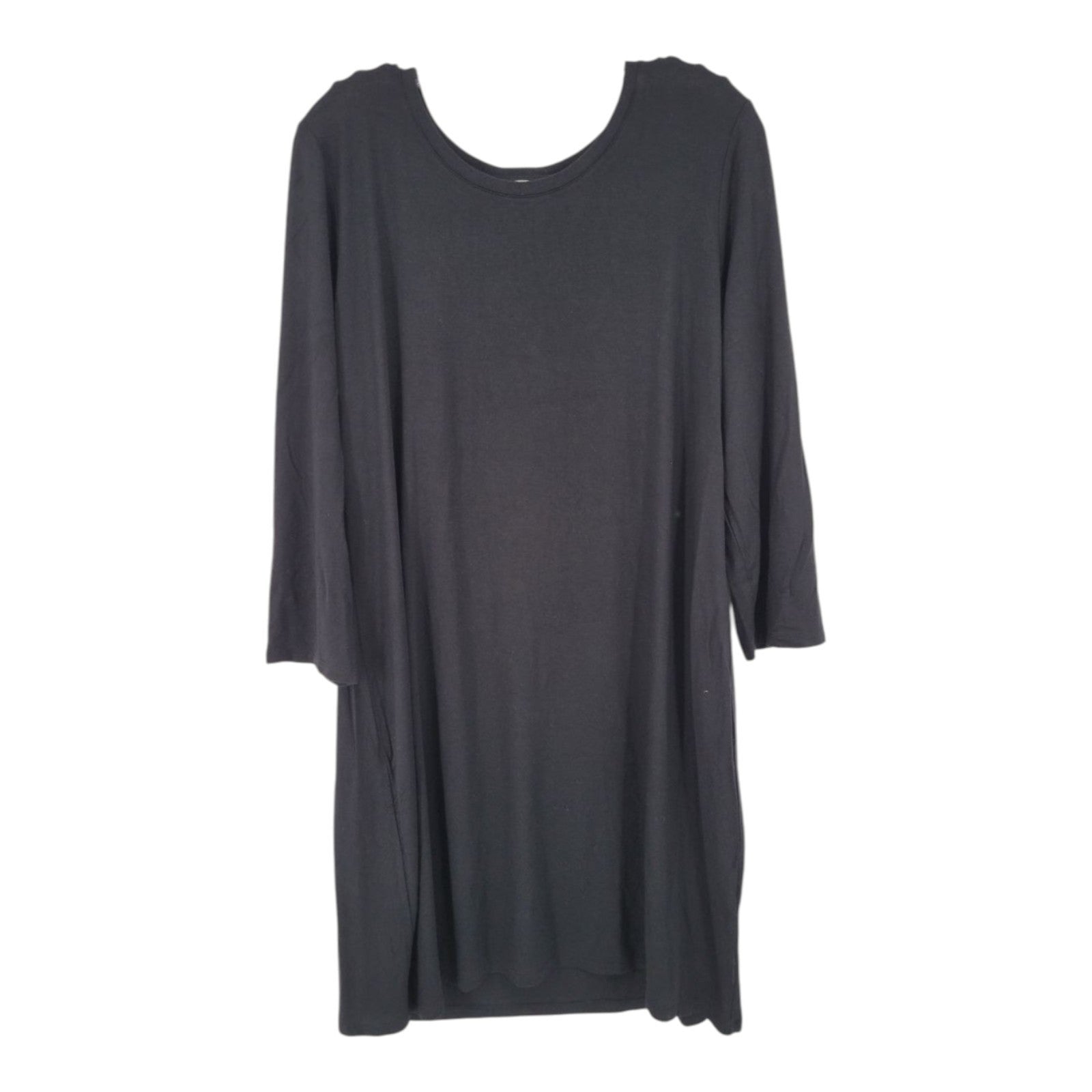 Daily Ritual Women's Black Midi Dress 3/4 Sleeve Soft Stretch Pullover XL