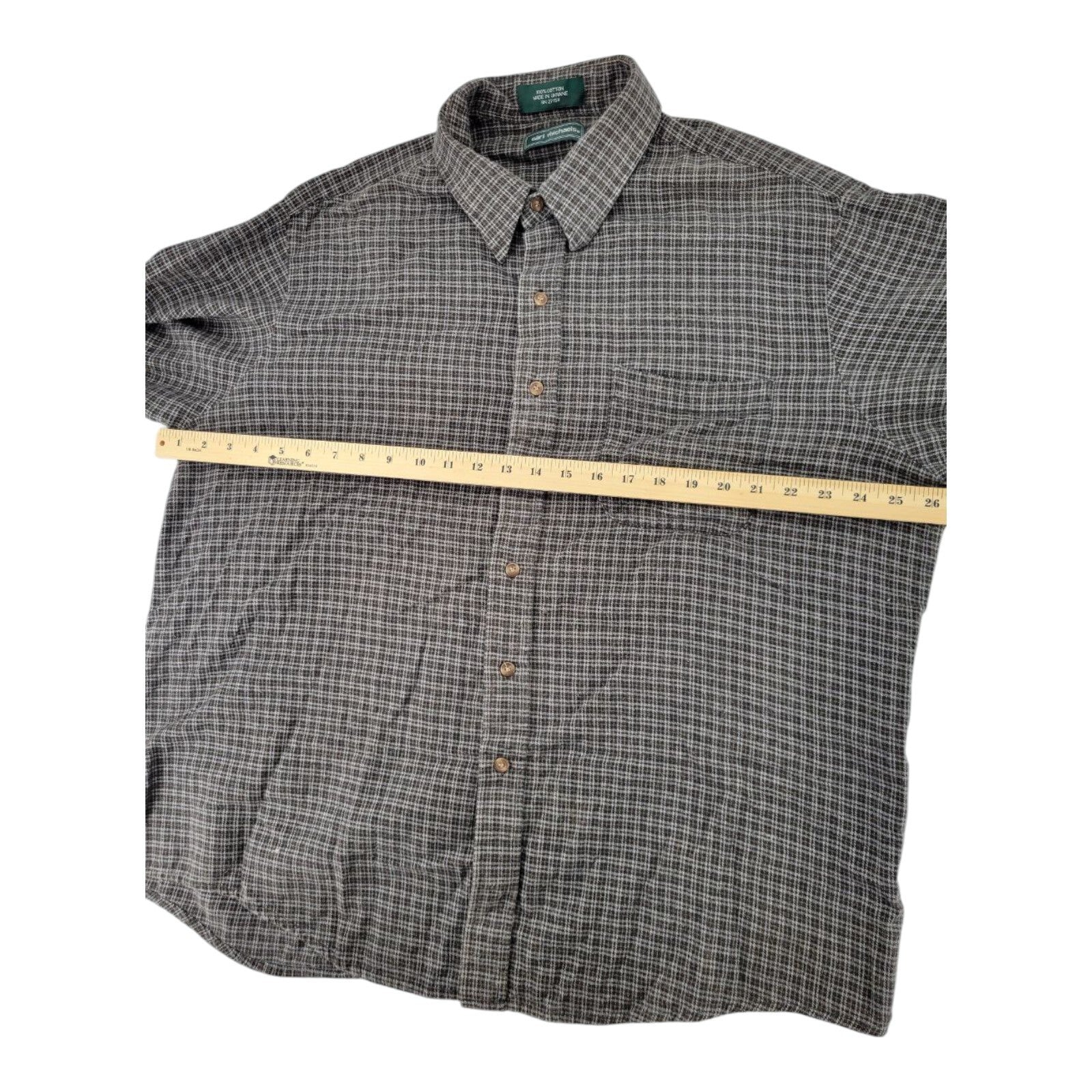Carl Michaels Brown Plaid Flannel Button Down Shirt Mens Long Sleeve Size XXL