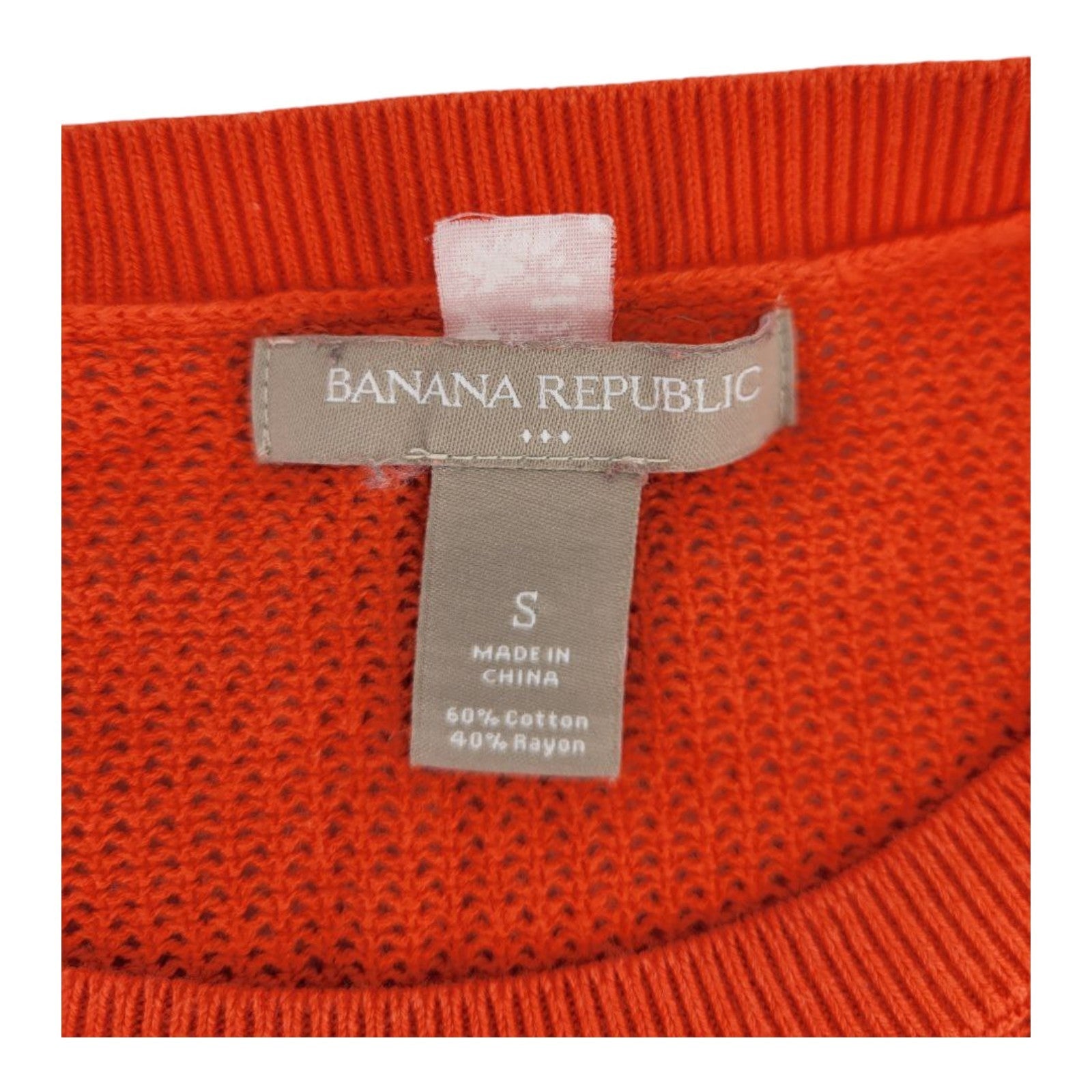 Banana Republic Womens Striped Sweater Top Orange Navy White Short Sleeve S