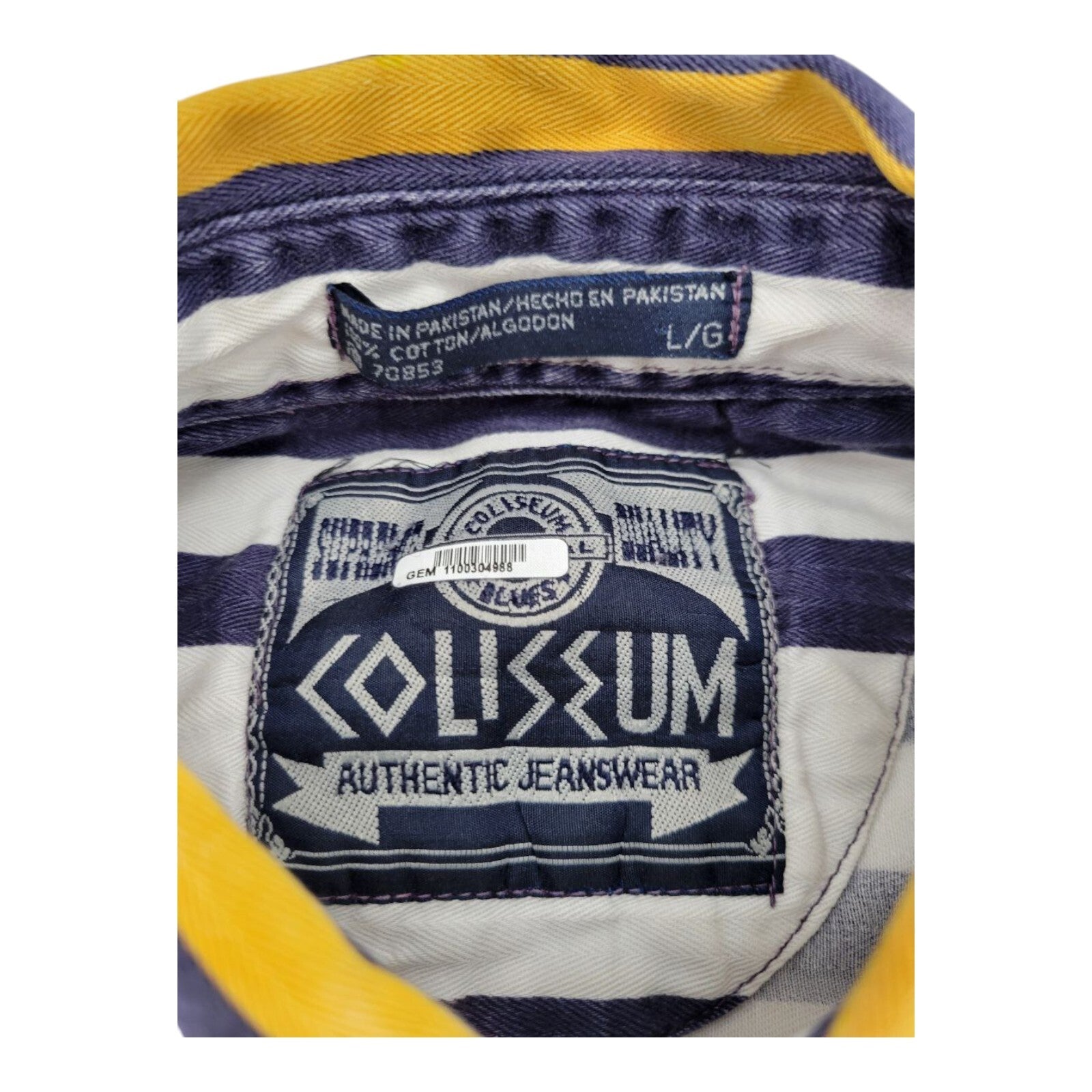 Vintage Coliseum Authentic Jeanswear Striped Shirt Short Sleeve Multicolor L