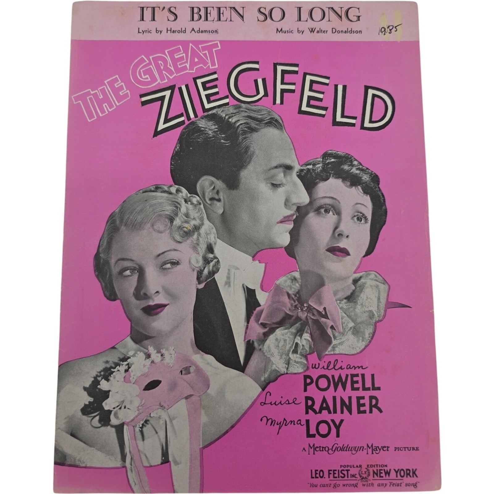 It’s Been So Long Vintage Sheet Music from MGM Pictures The Great Ziegfeld