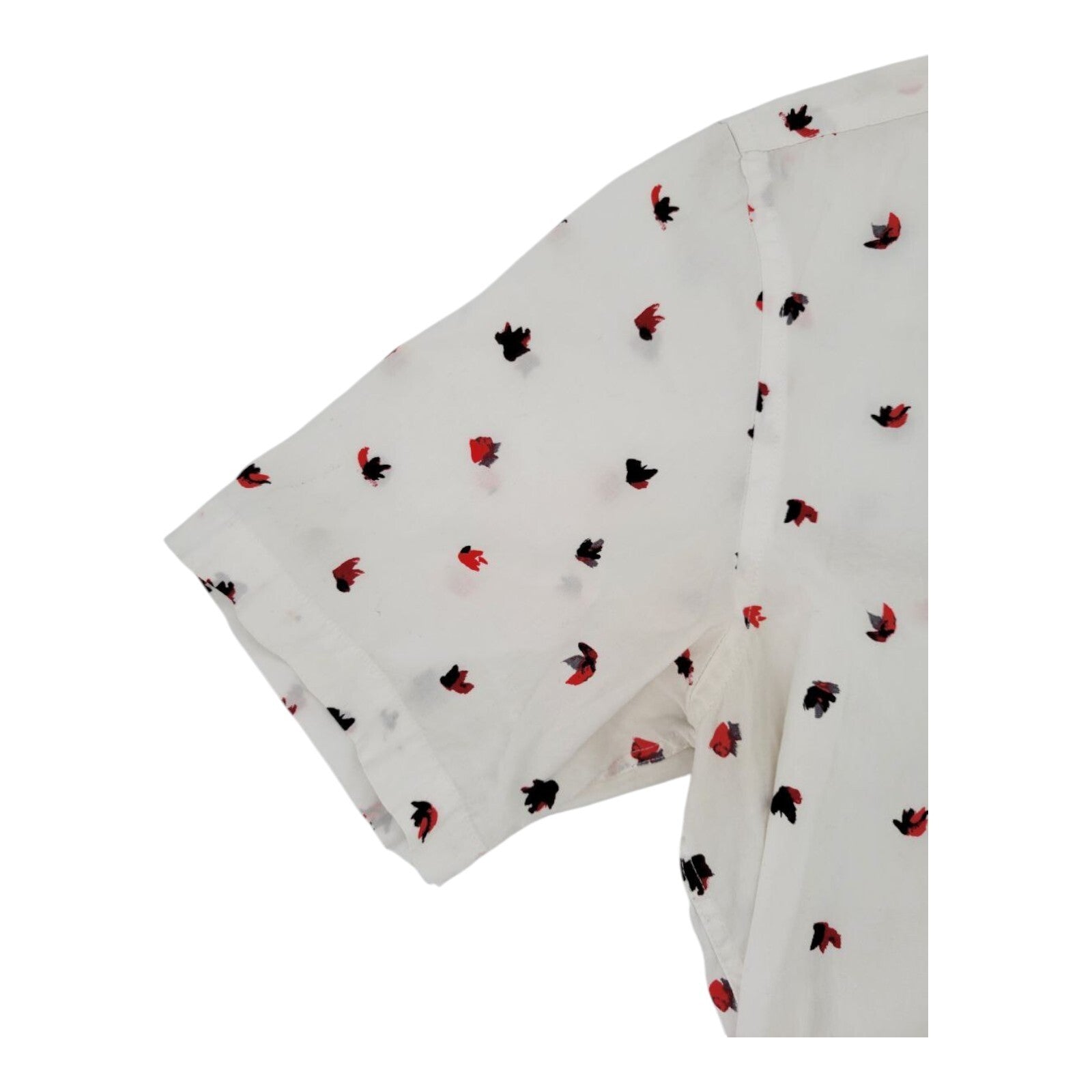 Alfani White with Leaf All Over Print Short Sleeve Button Up Shirt Mens M