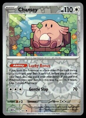 Pokemon 2023 Scarlet & Violet 151 Chansey Reverse Holo Rare #113 Near Mint Card