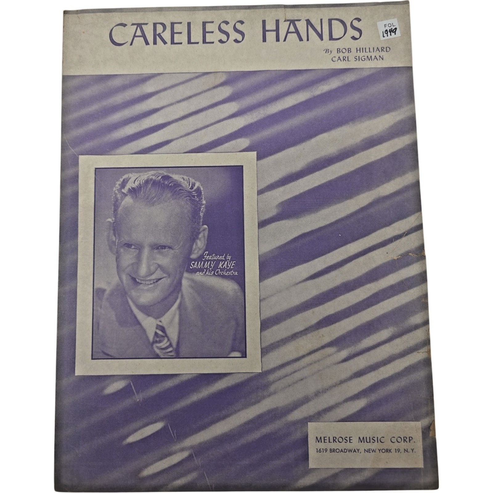 1949 Vintage Sheet Music Careless Hands Bob Hilliard Carl Sigman Sammy Kaye