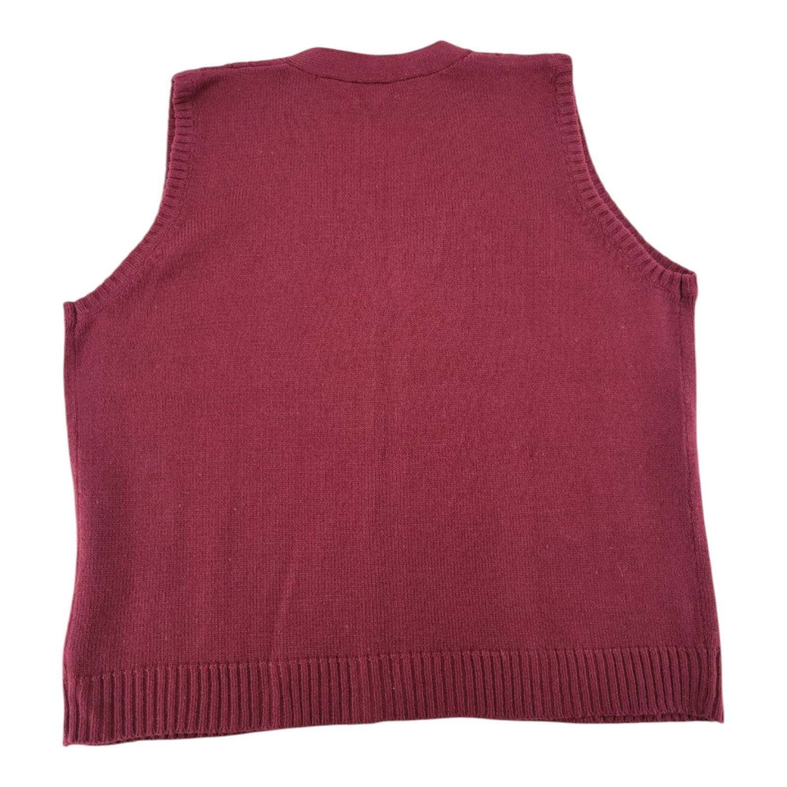 Sara Morgan Vintage Red Cable Knit Button Front Sweater Vest Women Large