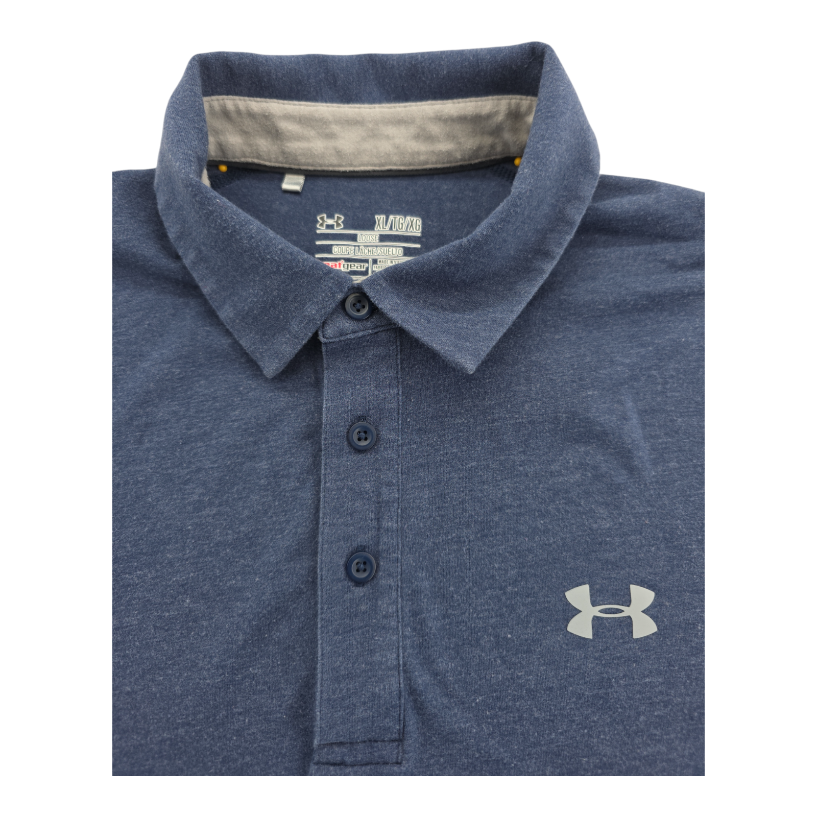 Under Armour HeatGear Polo Shirt Blue Short Sleeve Loose Fit Size XL