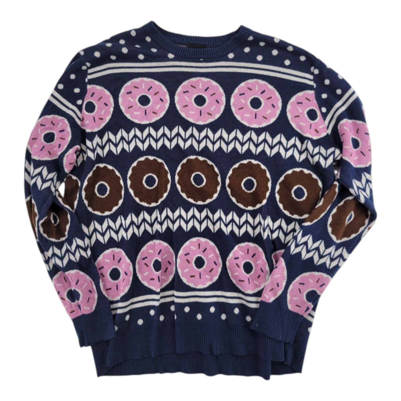 Bioworld Men's Blue Pink Donut Print Knit Novelty Pullover Sweater 3XLB