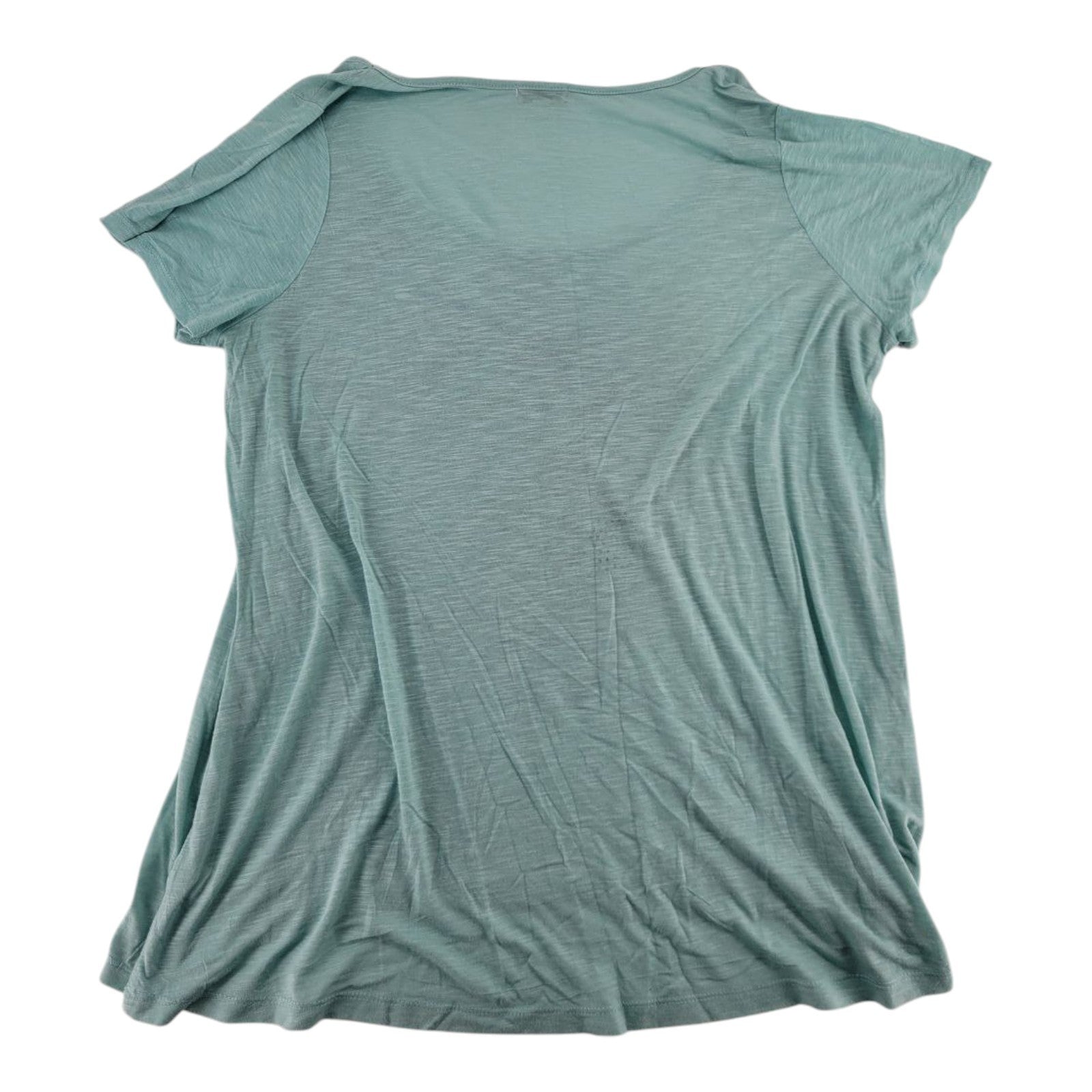 One World Live and Let Live Sage Green Boho Peacock Top Short Sleeve Size 2X
