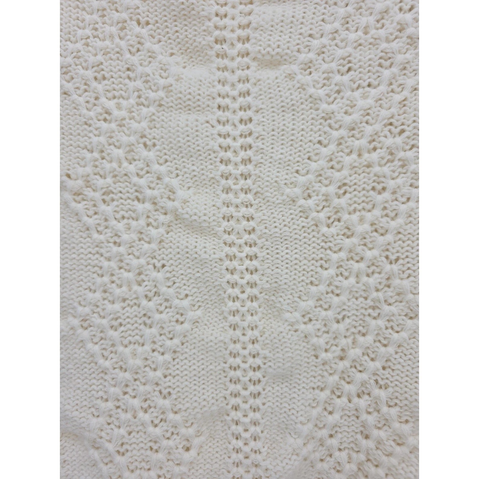 Hand Knit 50 x 52 in Long Cream / Off-White Knitting / crochet Project