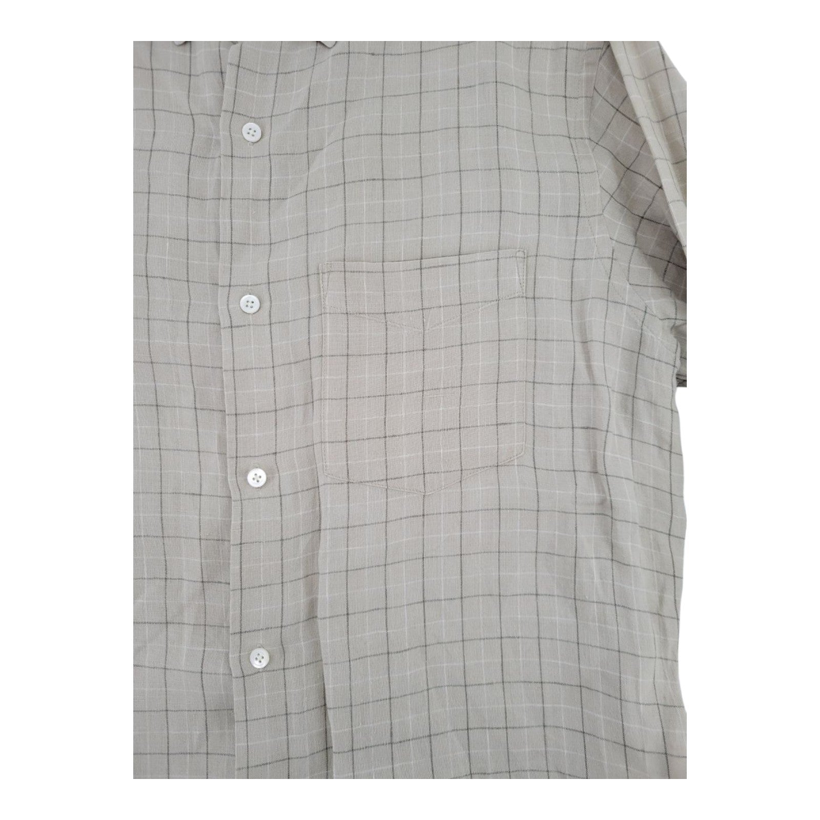 Banana Republic Mens Beige Plaid Button Down Shirt Linen Blend Long Sleeve M