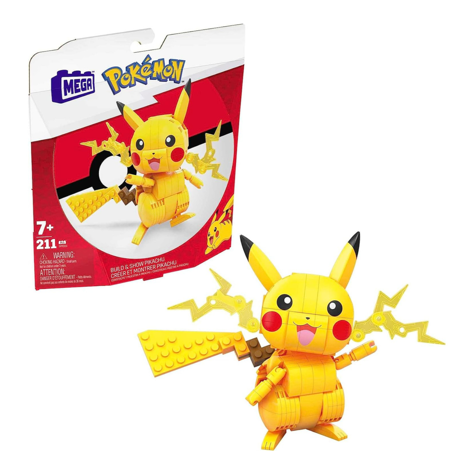 Mattel Mega Construx Pokémon Build & Show Pikachu Building Set 211 Pieces