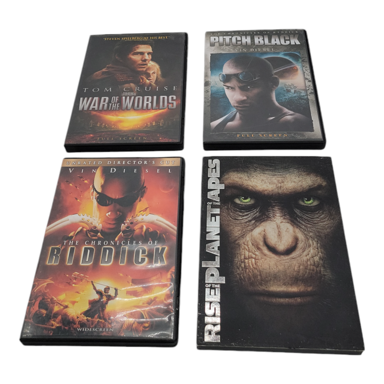 War of the Worlds Pitch Black Riddick Rise Planet of the Apes 4 DVD Bundle