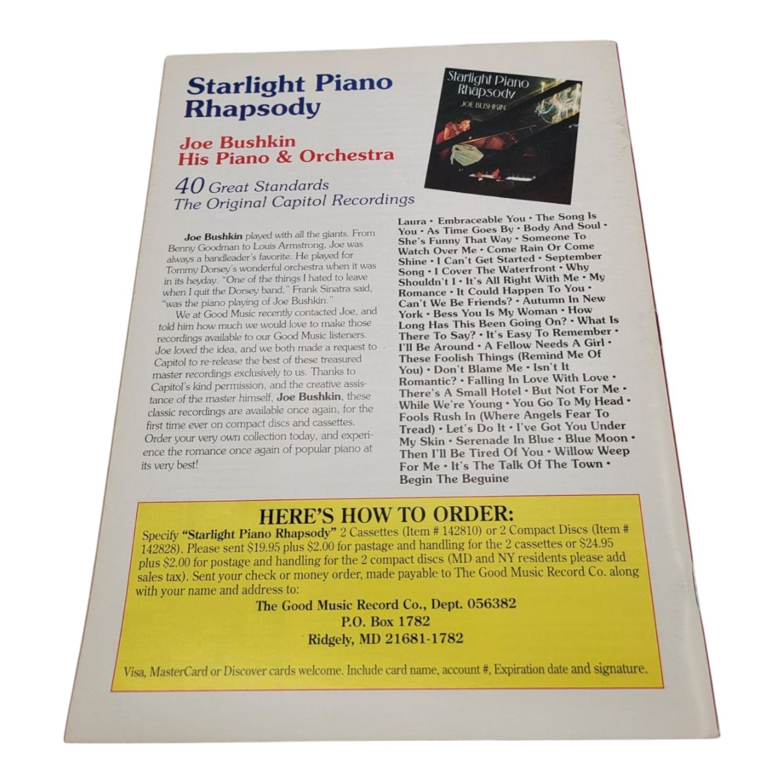 Sheet Music Magazine January/February 1996 Joe Bushkin Standard Piano Edition