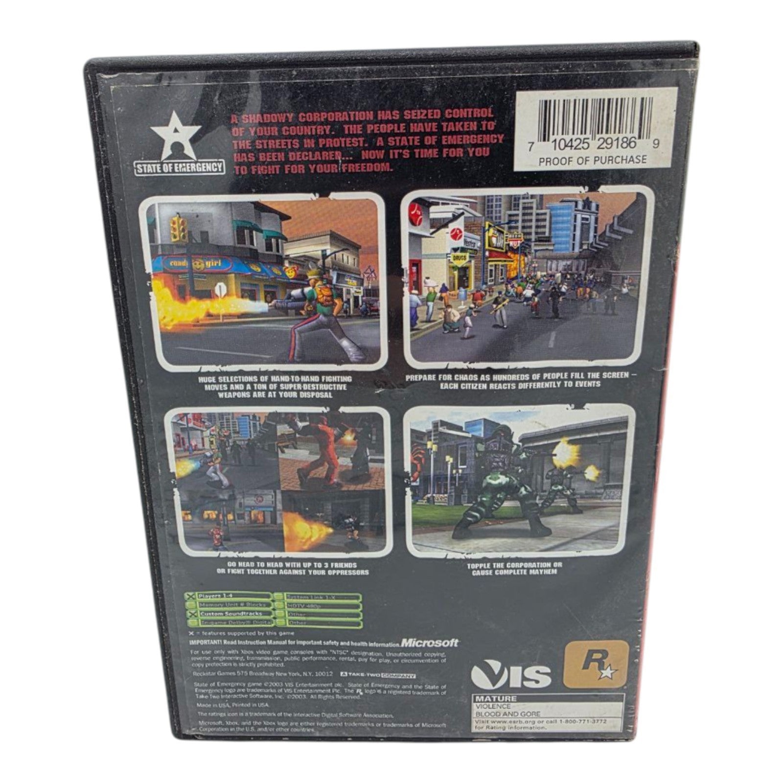 Xbox State of Emergency Video Game Complete with Manual 2003