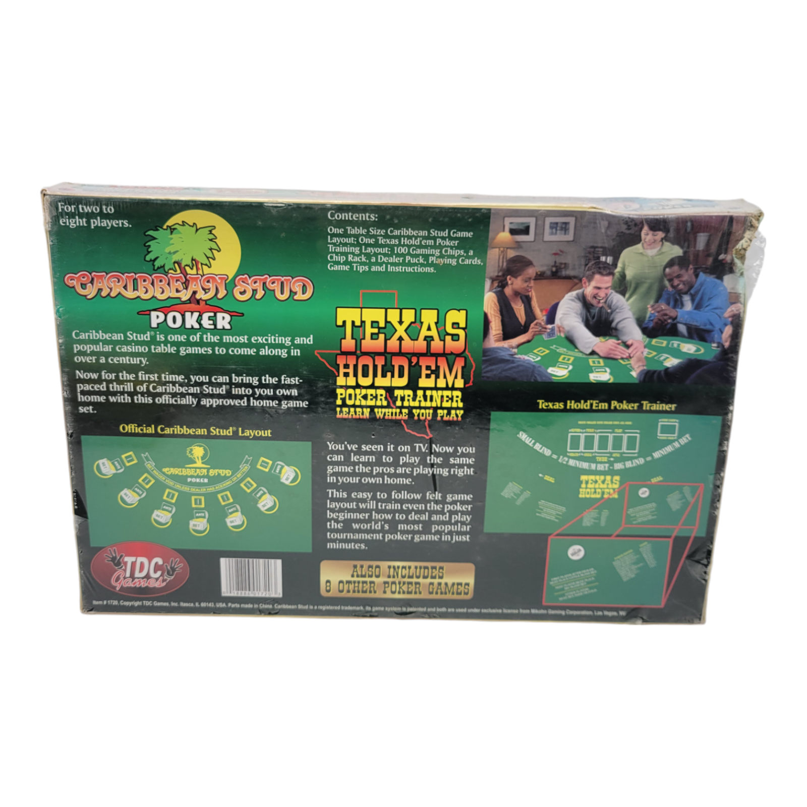 TDC Games Texas Hold'Em Caribbean Stud Poker Trainer Home Casino Game Set