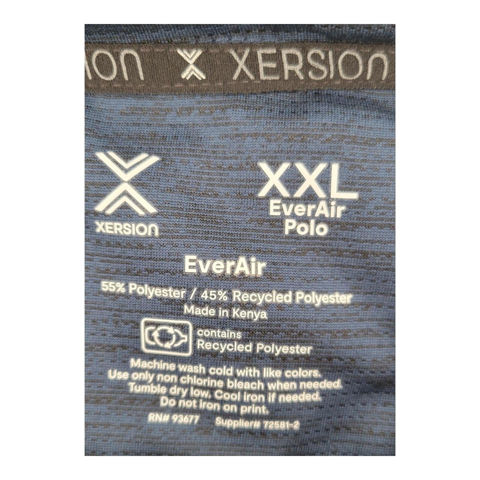Xersion EverAir Blue Moisture Wicking Short Sleeve Golf Polo Shirt Size 2XL