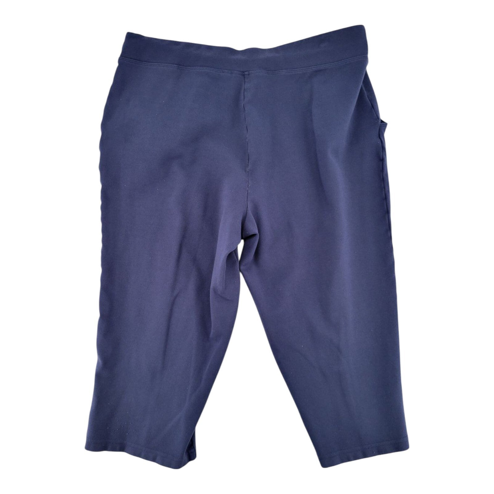 Belle Kim Gravel Womens Navy Stretch Pull On Knit Capri Pants Size 16