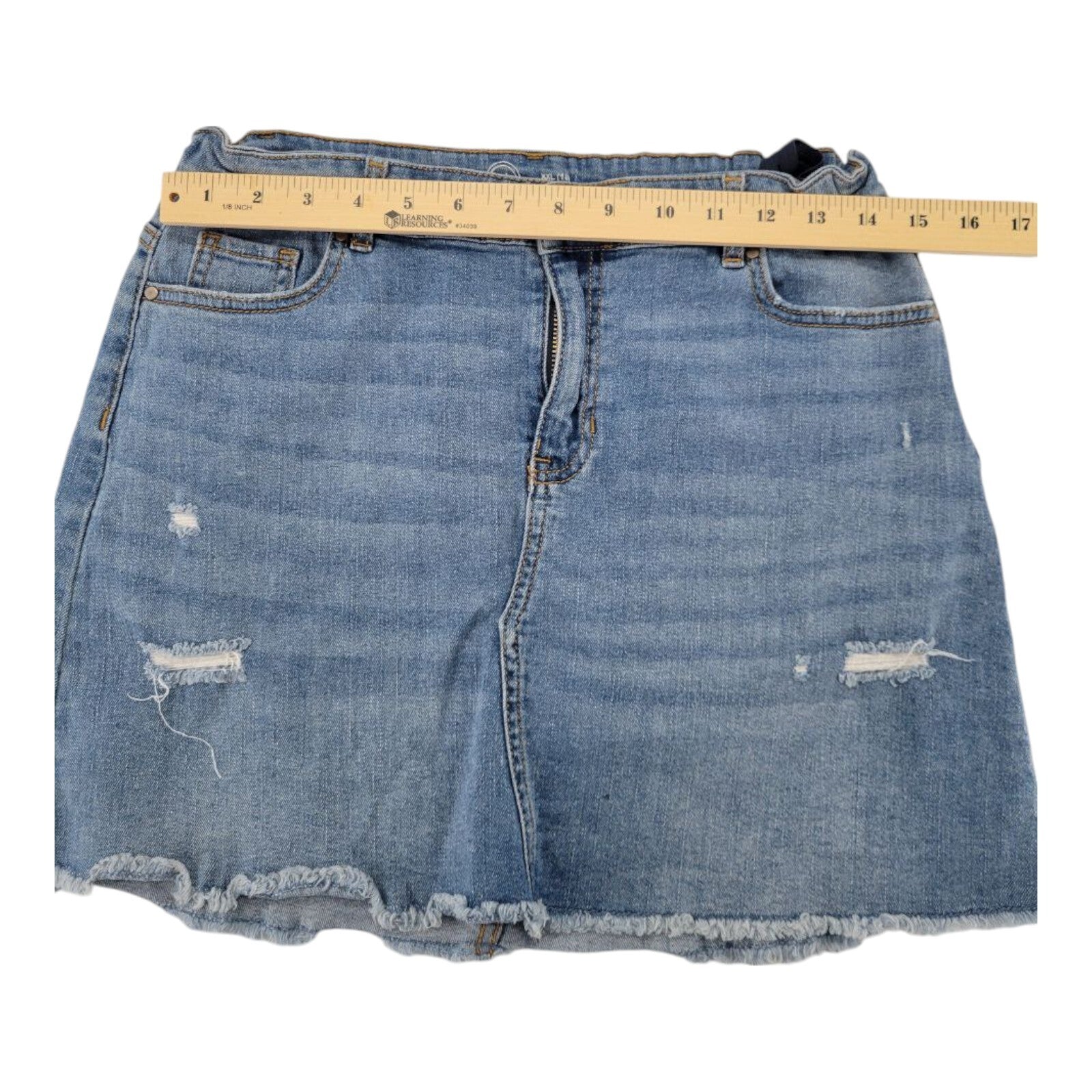 Wonder Nation Distressed Denim Skirt Girls Raw Hem Adjustable Waist Size XXL 18