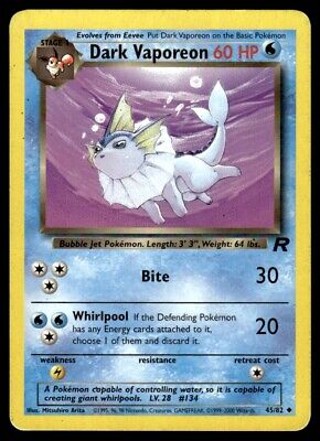 Pokemon TCG Team Rocket Dark Vaporeon 2000 Uncommon #45 Lightly Played Card