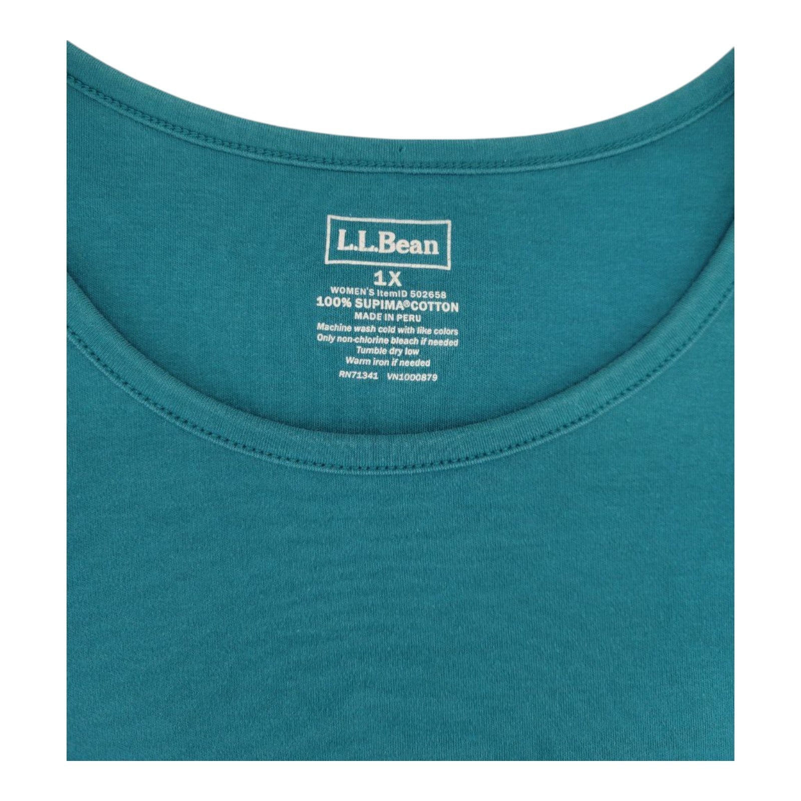 L.L. Bean Women's Teal Sleeveless Tank Top 1X Supima Cotton