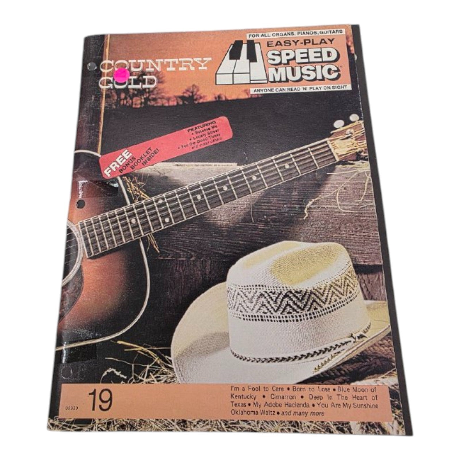 Easy-Play Speed Music Country Gold for Organs Pianos Guitars Vintage Music Book
