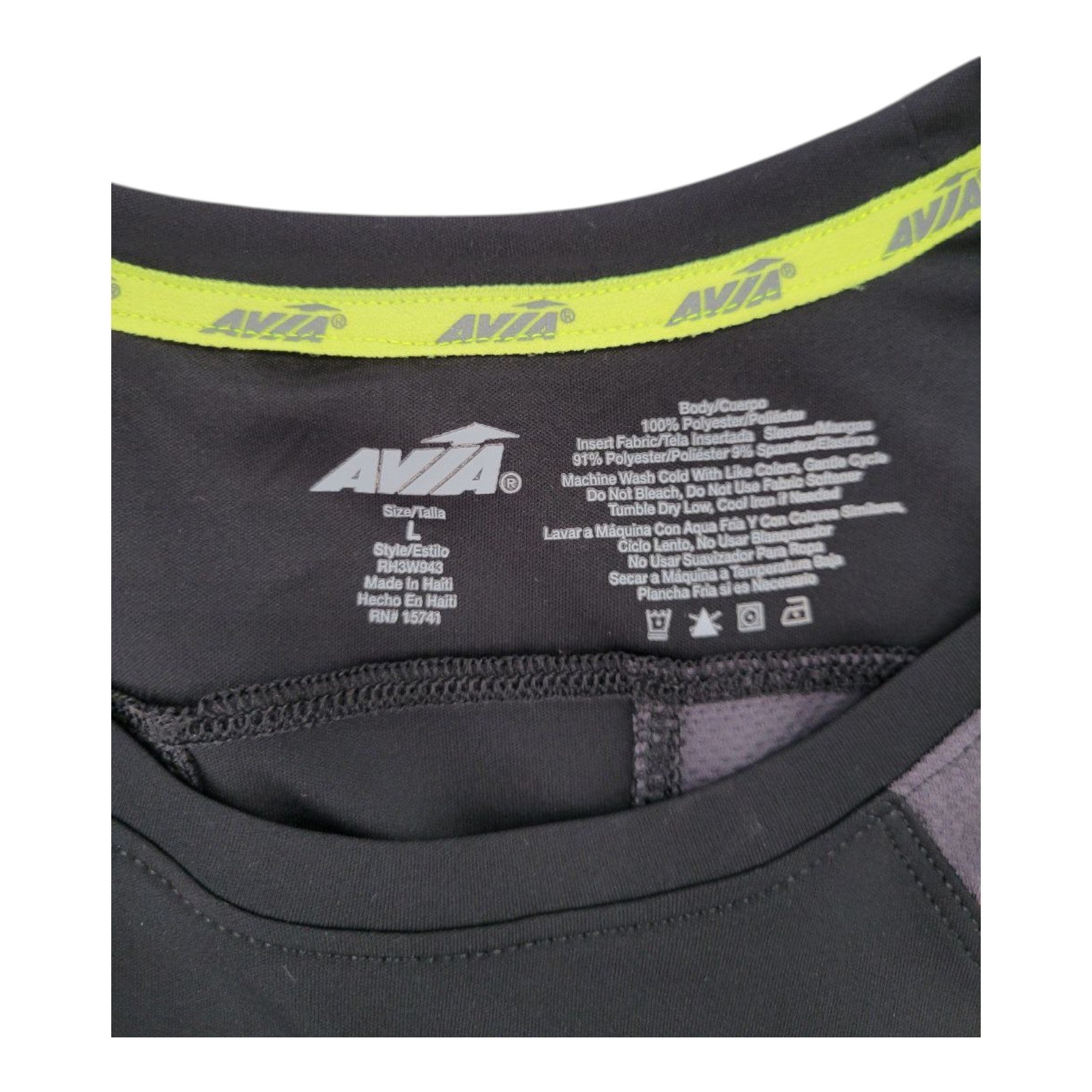 Avia Women's Gray Black Athletic Mesh Activewear Shirt Short Sleeve Size L