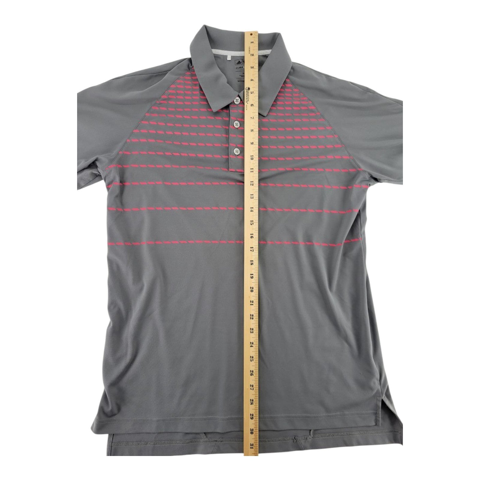 Adidas Golf ClimaCool Gray Pink Striped Short Sleeve Polo Shirt Mens Size M