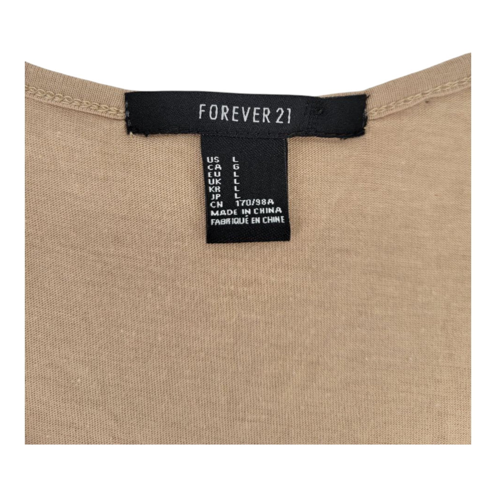 Forever 21 Beige Tank Top Gold Studded Scoop Neck Sleeveless Pocket Size L