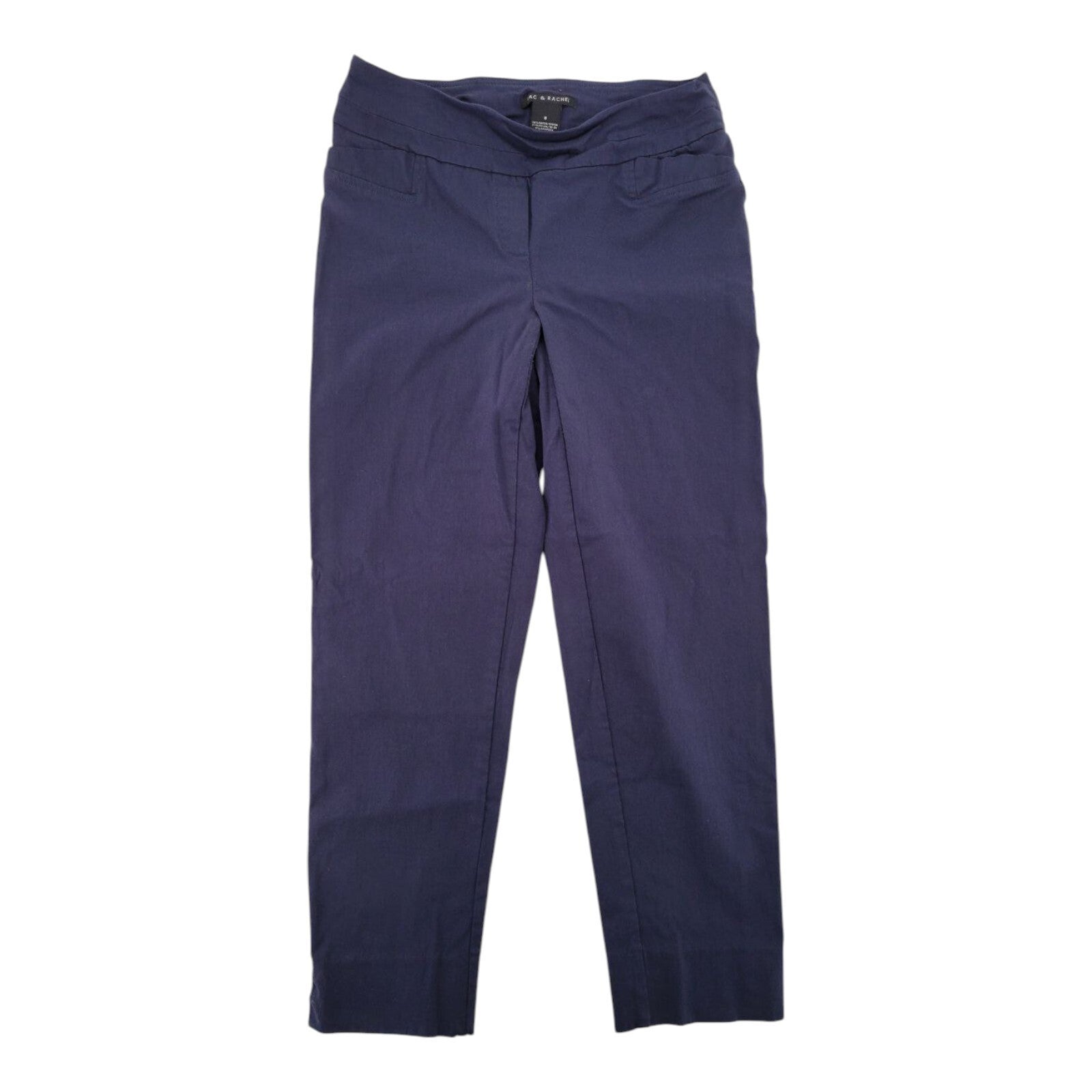 Zac & Rachel Navy Blue Pull On Stretch Pants Rayon Blend Womens Size 8