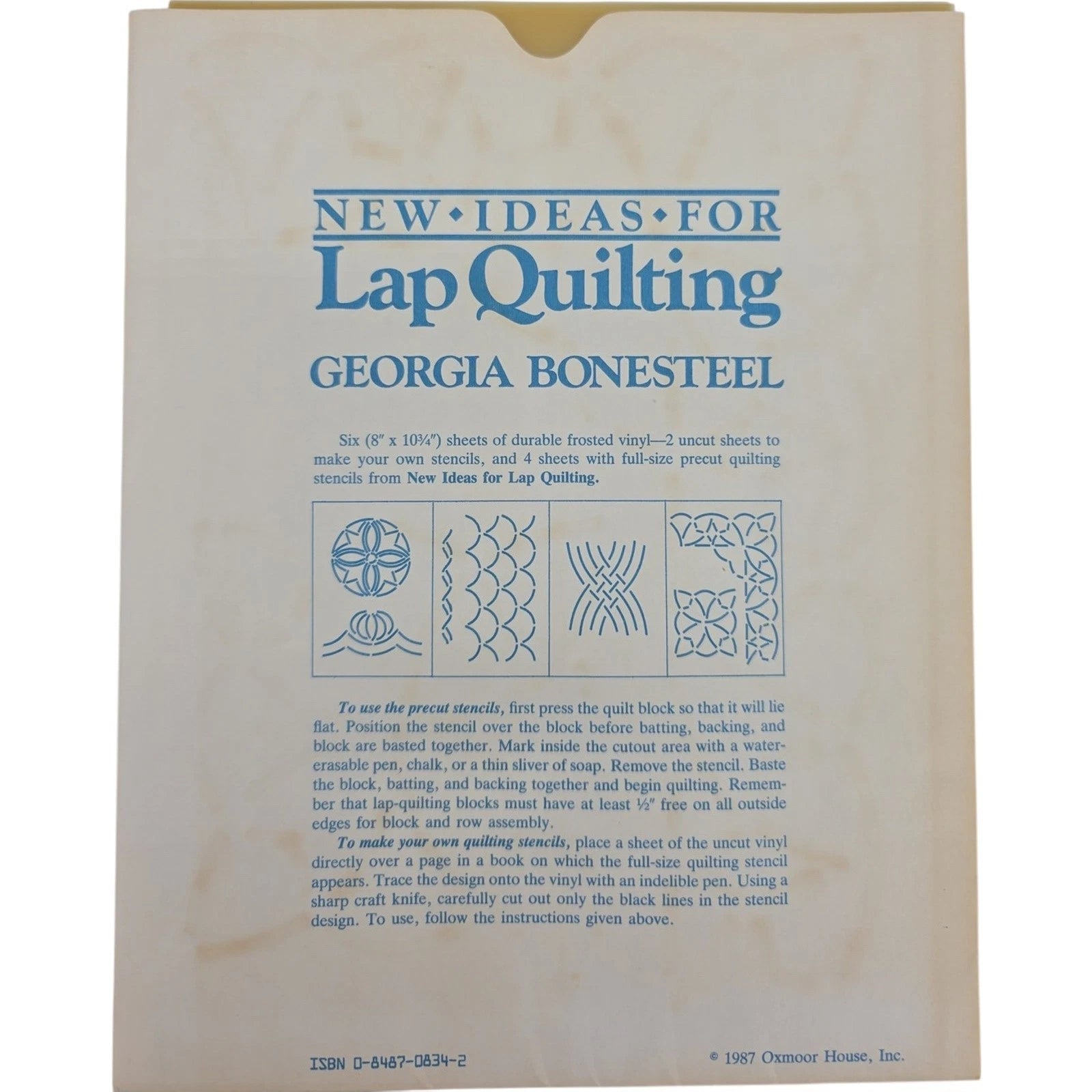 Georgia Bonesteel New Ideas for Lap Quilting Stencil Set 1987 Oxmoor House
