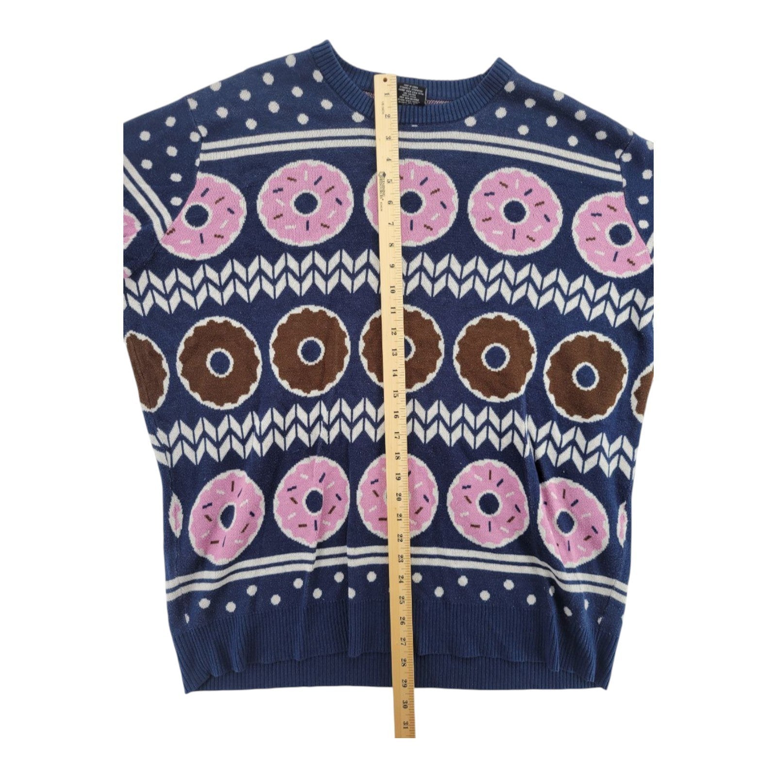 Bioworld Men's Blue Pink Donut Print Knit Novelty Pullover Sweater 3XLB