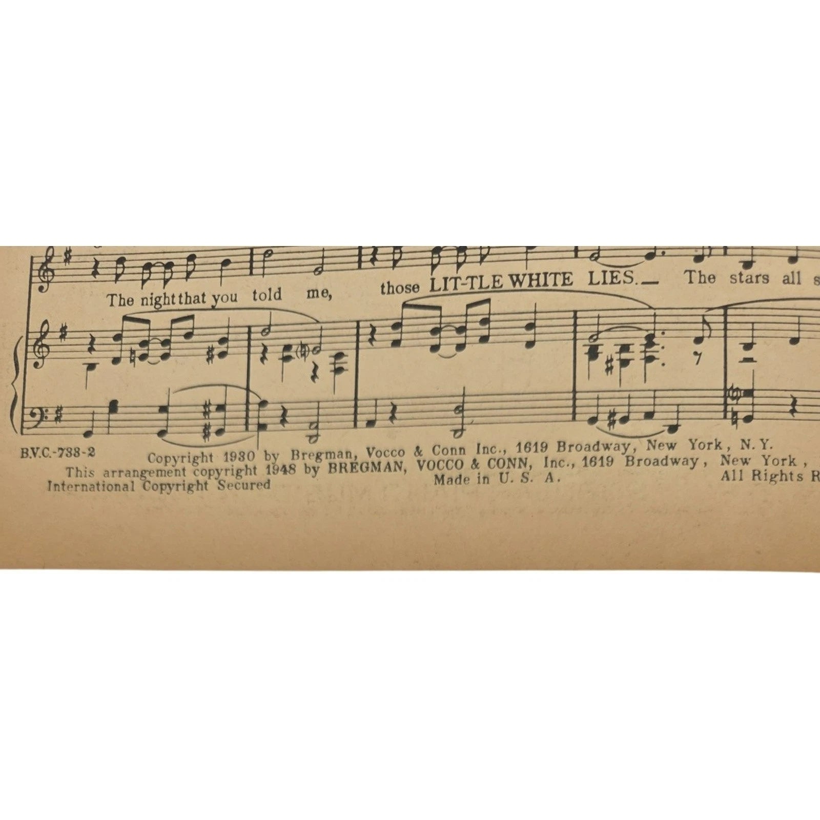 Vintage 1930 Sheet Music Little White Lies Walter Donaldson