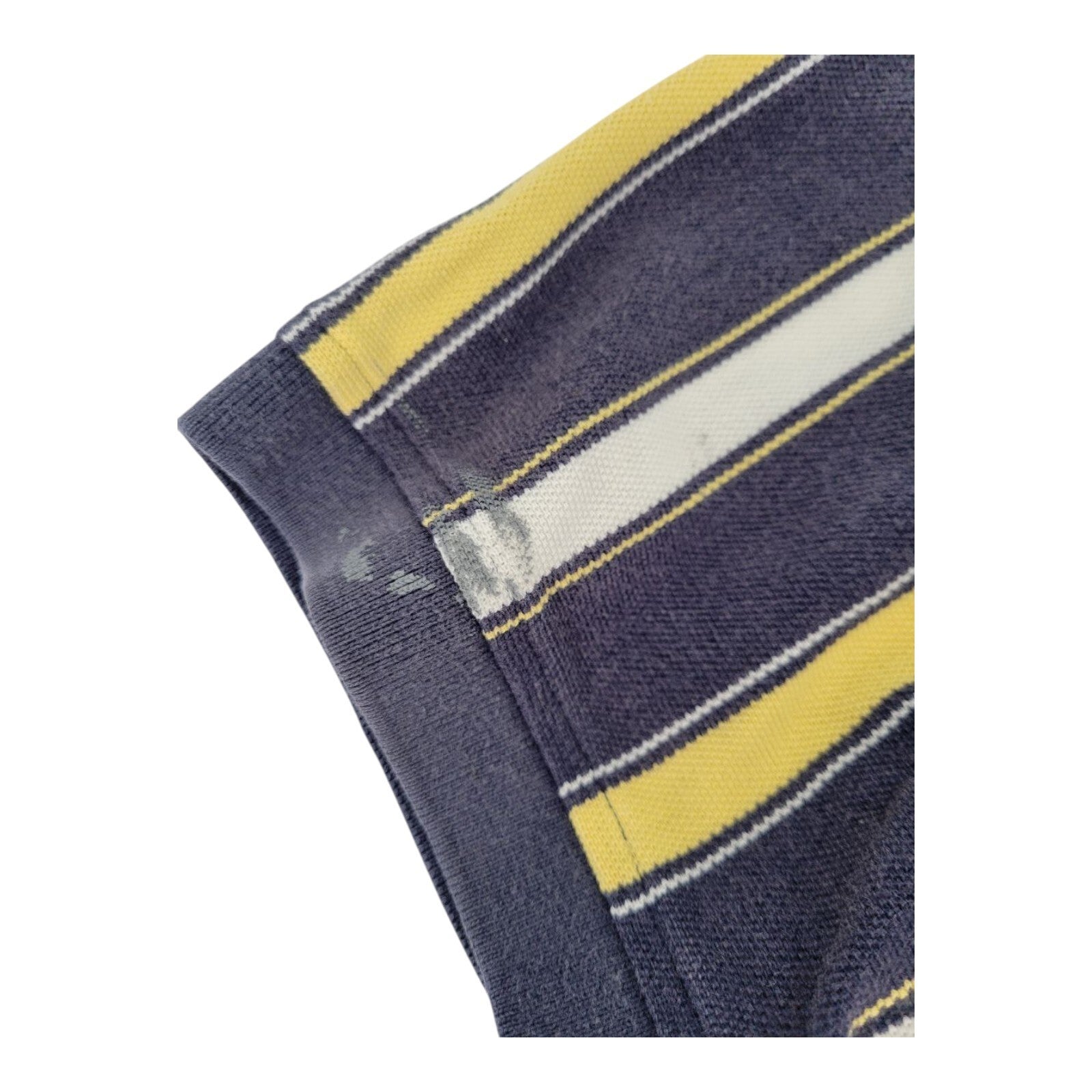 Tommy Hilfiger Polo Shirt Yellow Navy Vertical Stripe Crest Logo Mens Size XL