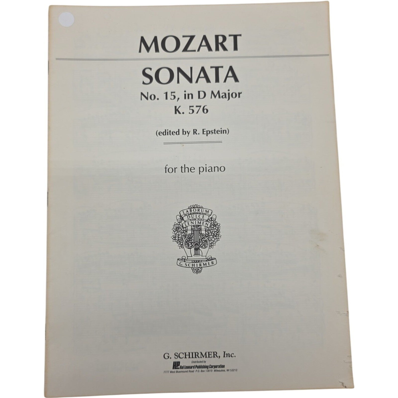 1918 Mozart Sonata No. 15 in D Major K. 576 Vintage Sheet Music for the Piano