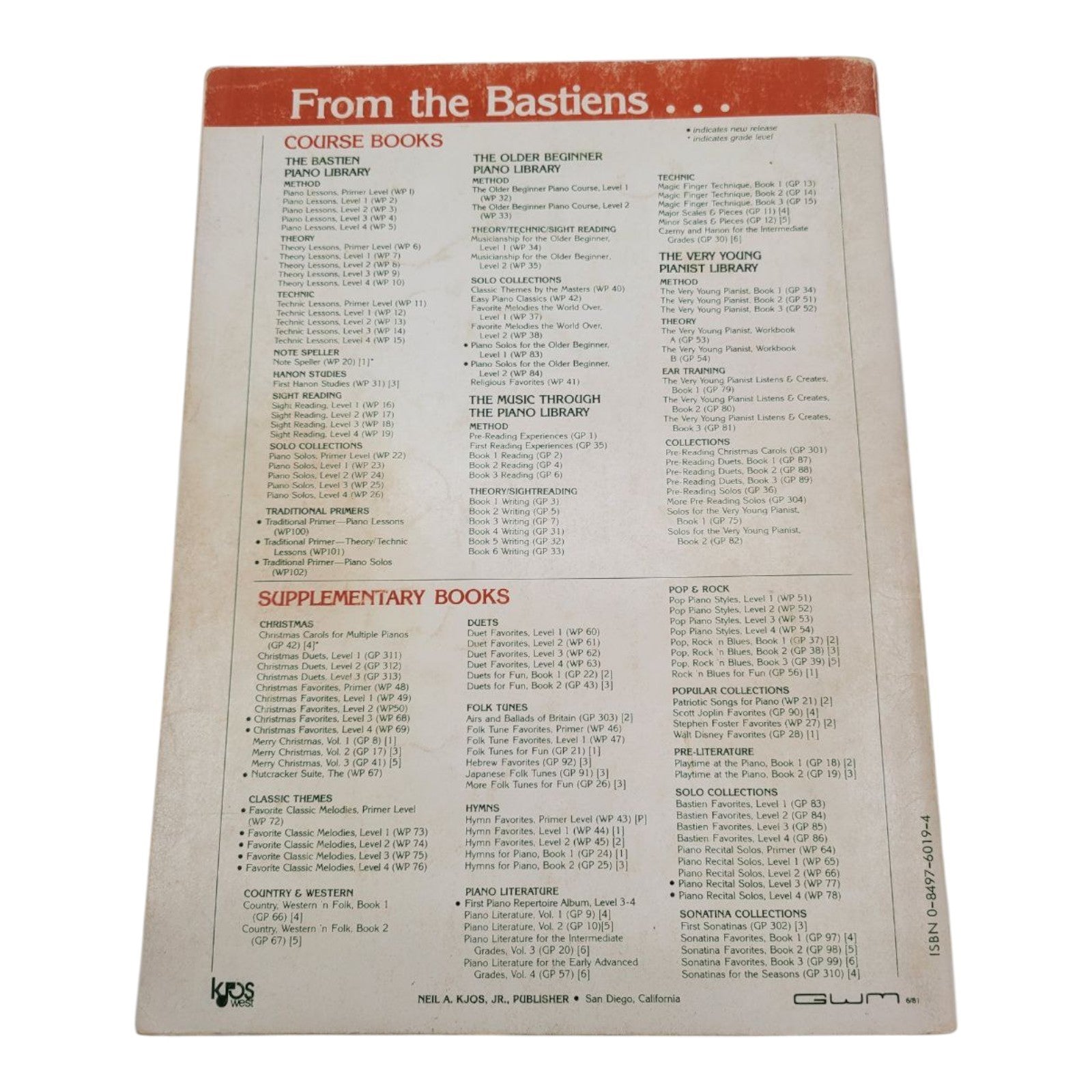 Bastien Piano Literature Volume 3 for Intermediate Grades by James Bastien