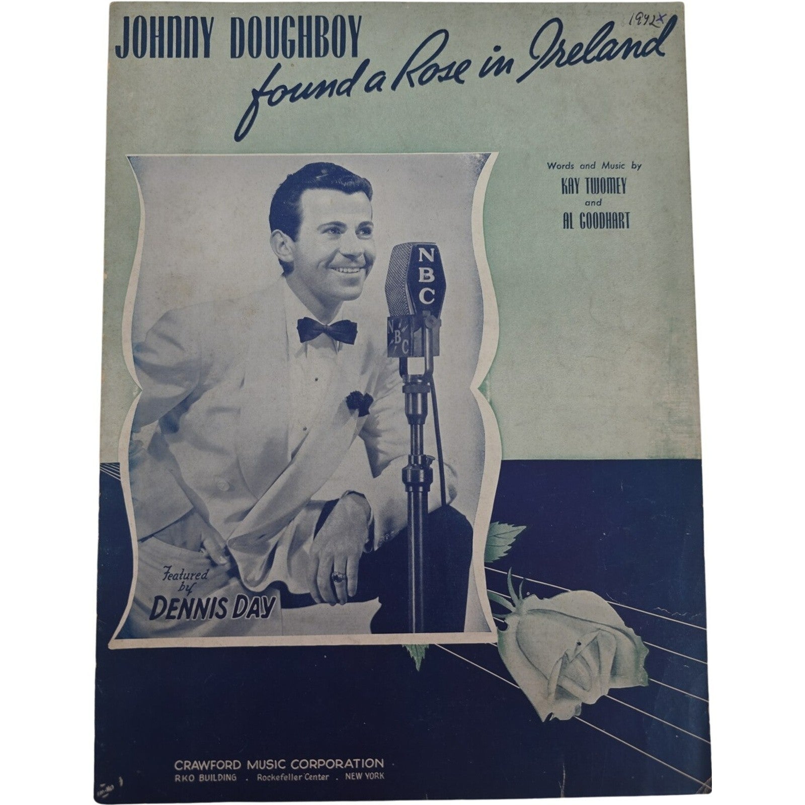 Vintage Sheet Music 1942 Johnny Doughboy Found A Rose In Ireland by Dennis Day