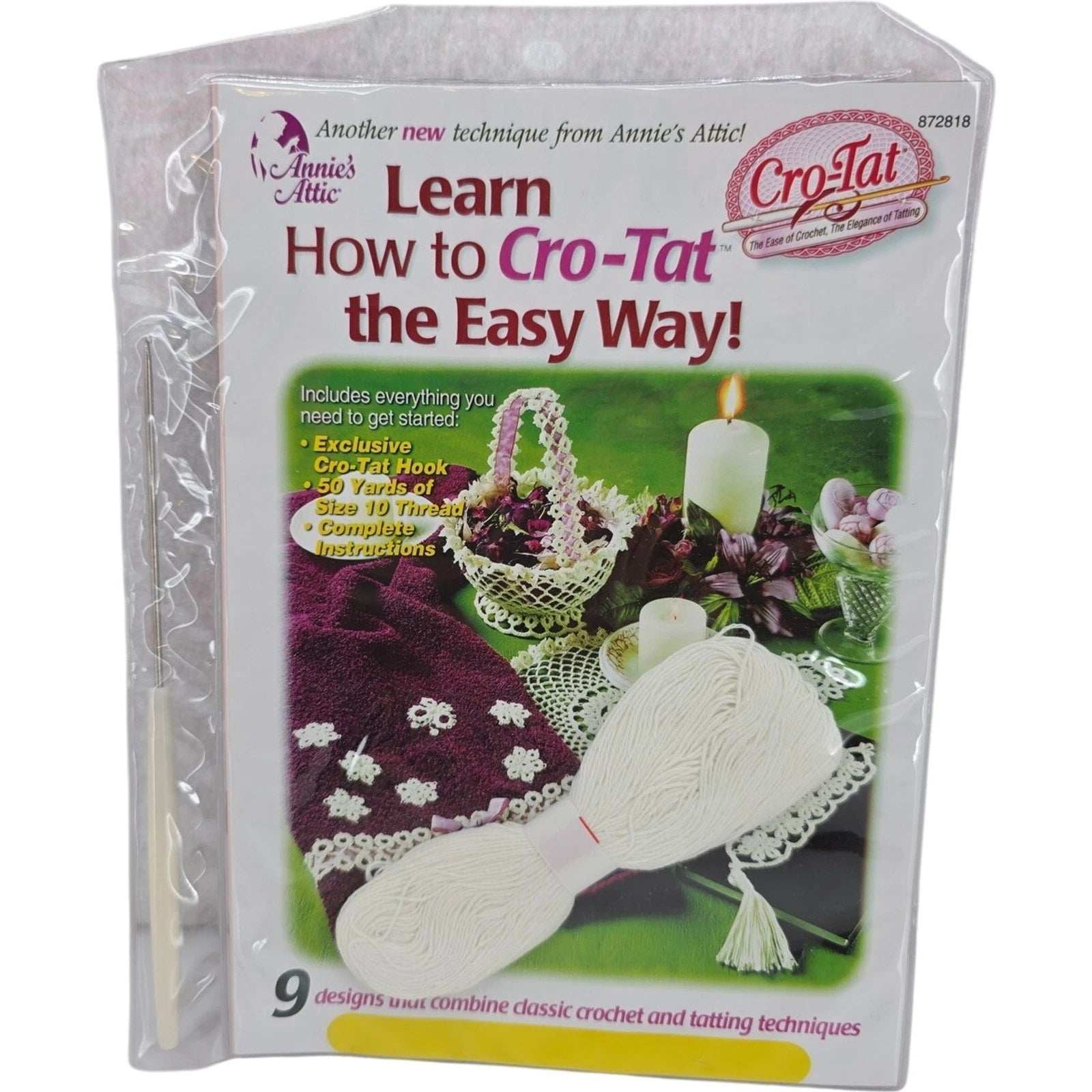 Annie’s Attic Learn How To Cro-Tat the Easy Way Kit w/ Hook Thread Instructions