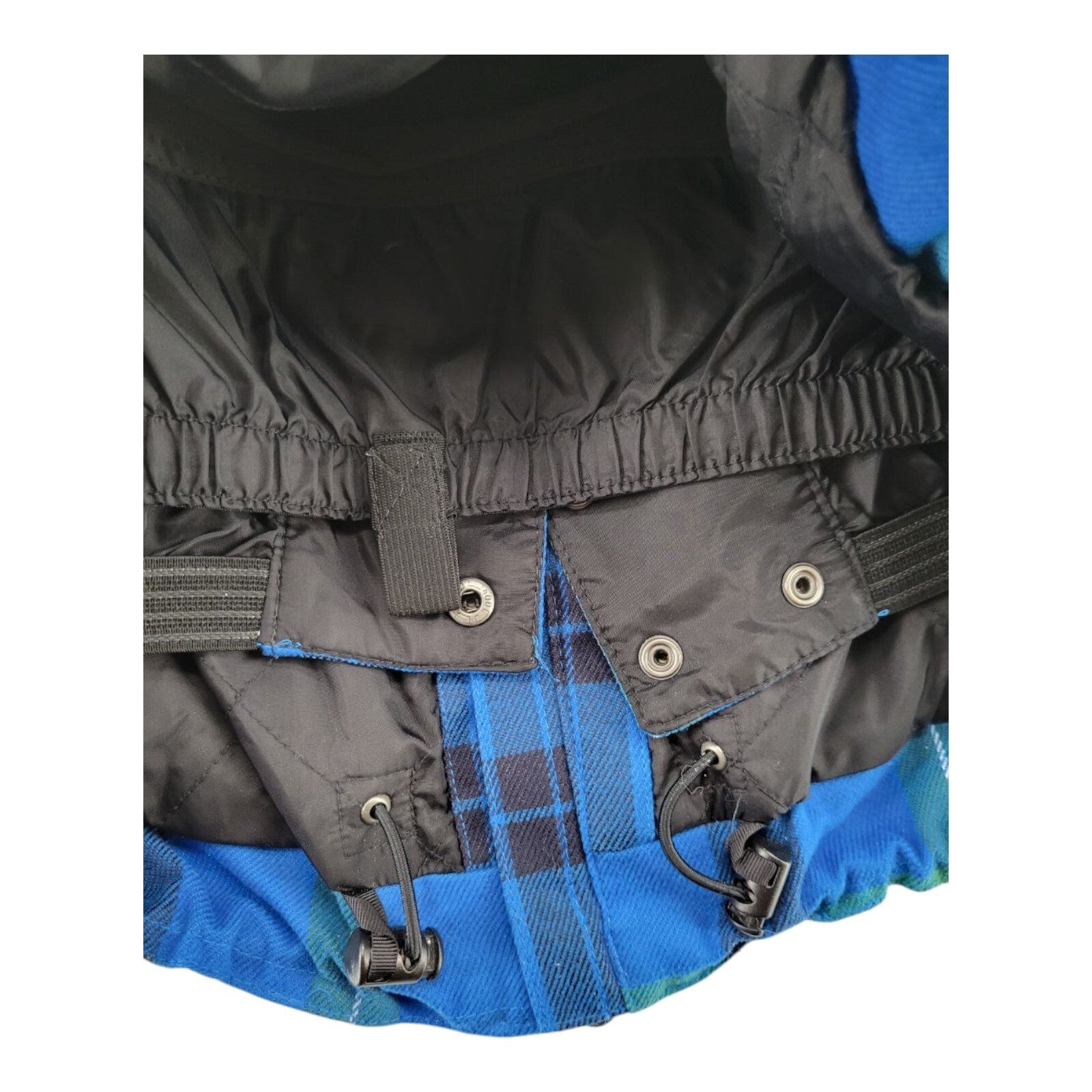 Burton Snowboard Dryride Jacket Blue Plaid Insulated Hooded Coat Mens Large