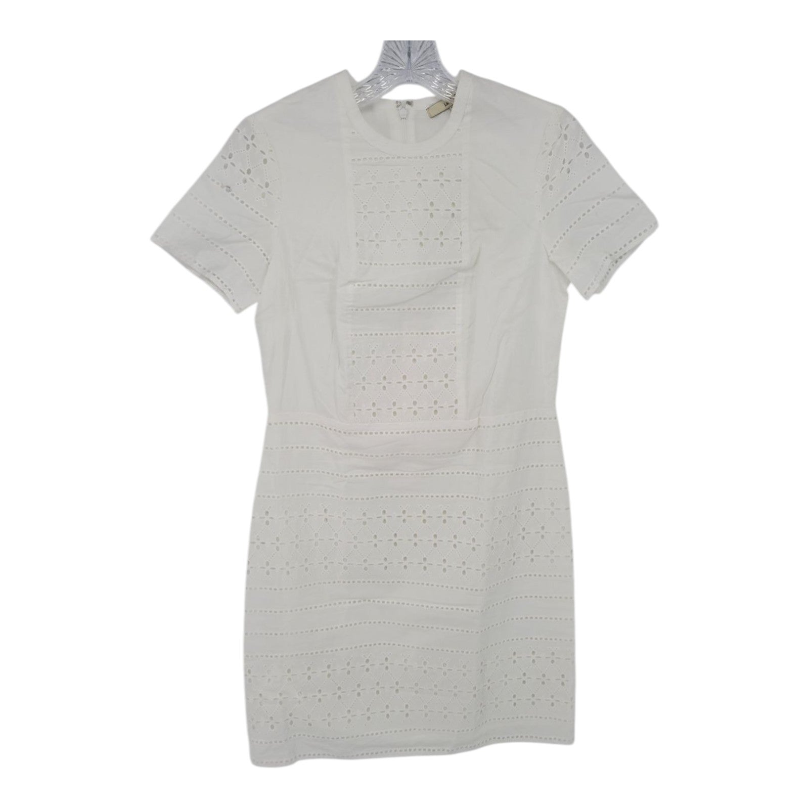 Lark & Ro Women's White Eyelet Lace Dress Zip Back Short Sleeve Size 0