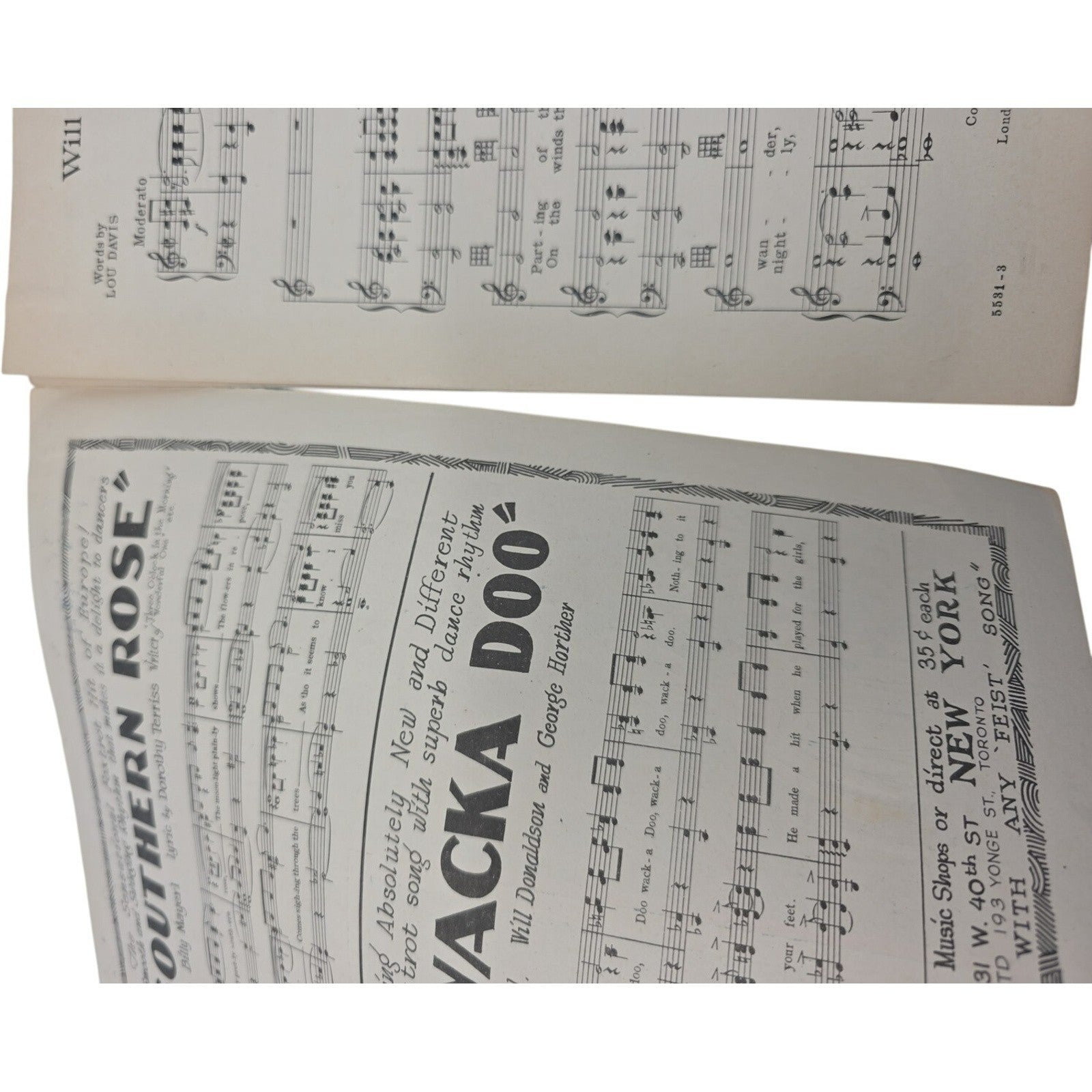 Vintage Will You Remember Me and Yearning Just For You Sheet Music Lot of 2