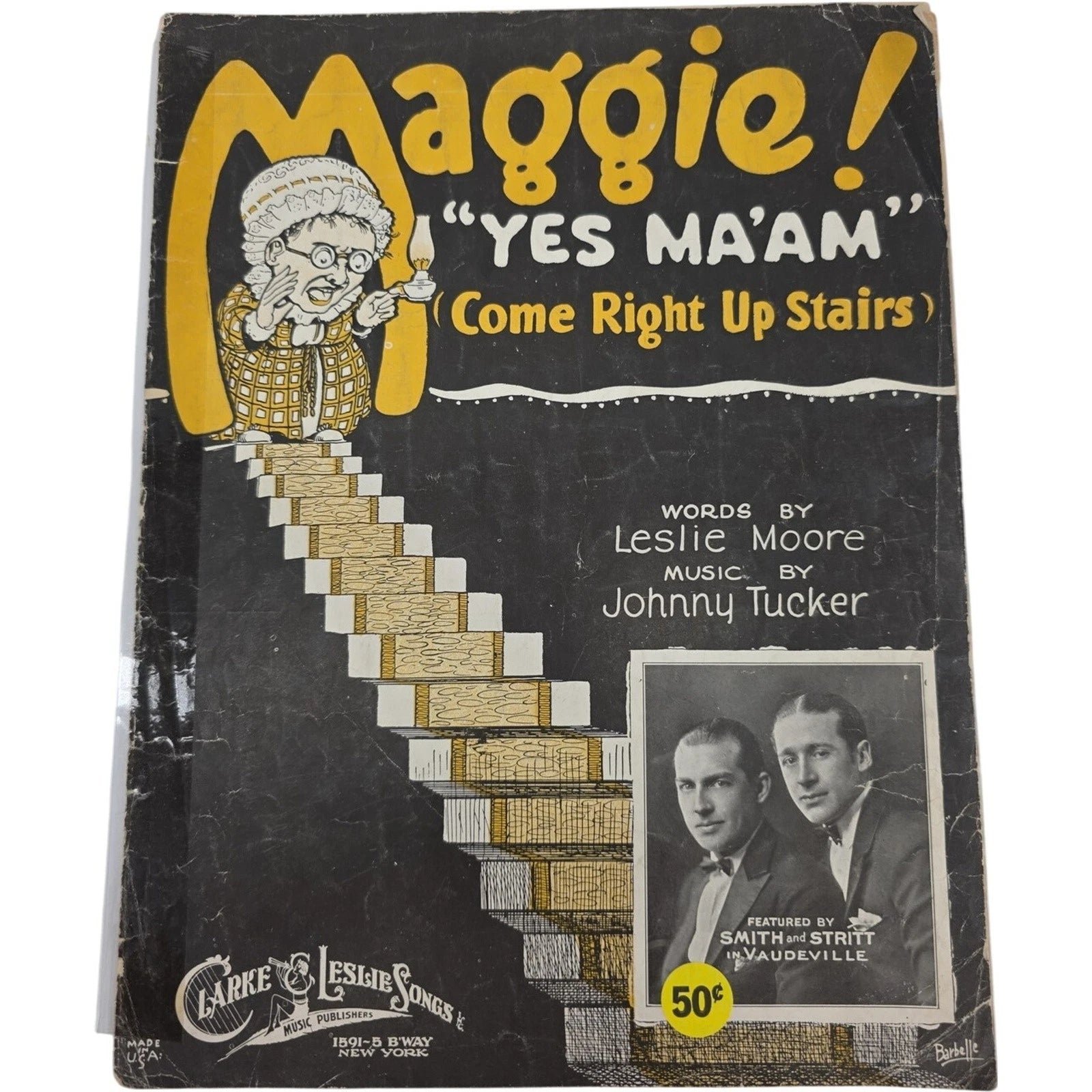 1923 Vintage Sheet Music Maggie Yes Ma'am Come Right Up Stairs by Leslie Moore