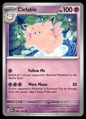 Pokemon 2023 Scarlet & Violet 151 Clefable Uncommon #36 Near Mint Card