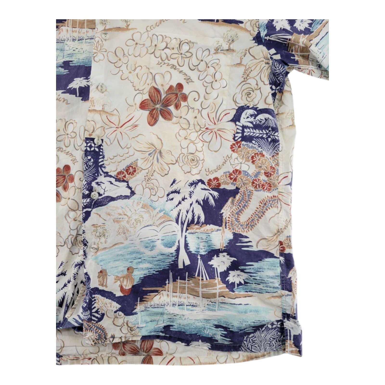 Vintage Burma Bibas Hawaiian All Over Print Button Down Shirt Mens L