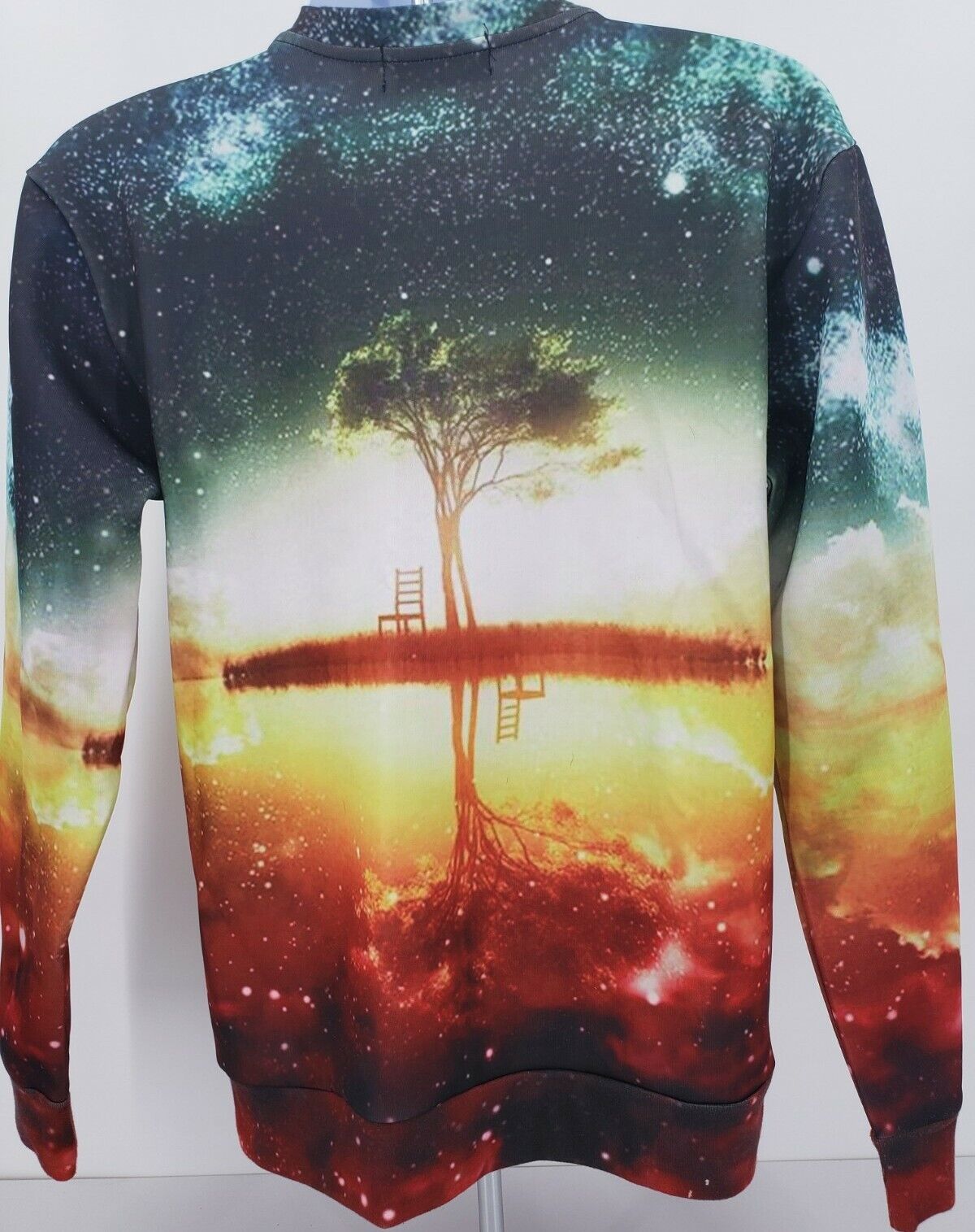 Vintage YS1986 Men's Long Sleeve Lake Scene Print Shirt Size M