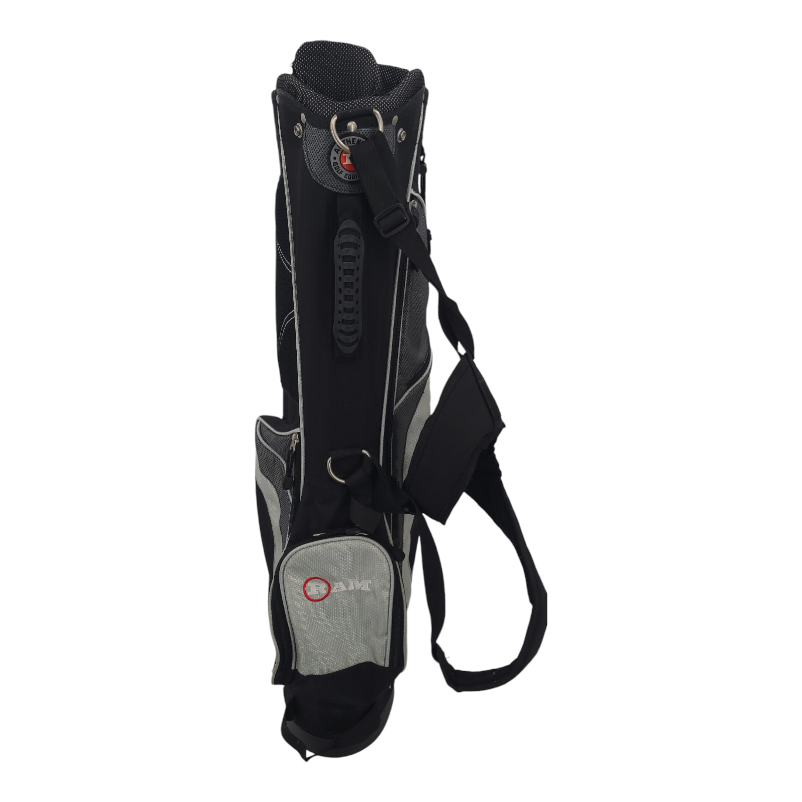 RAM Golf Stand Bag Black Silver 7-Way Divider Lightweight Carry with Strap