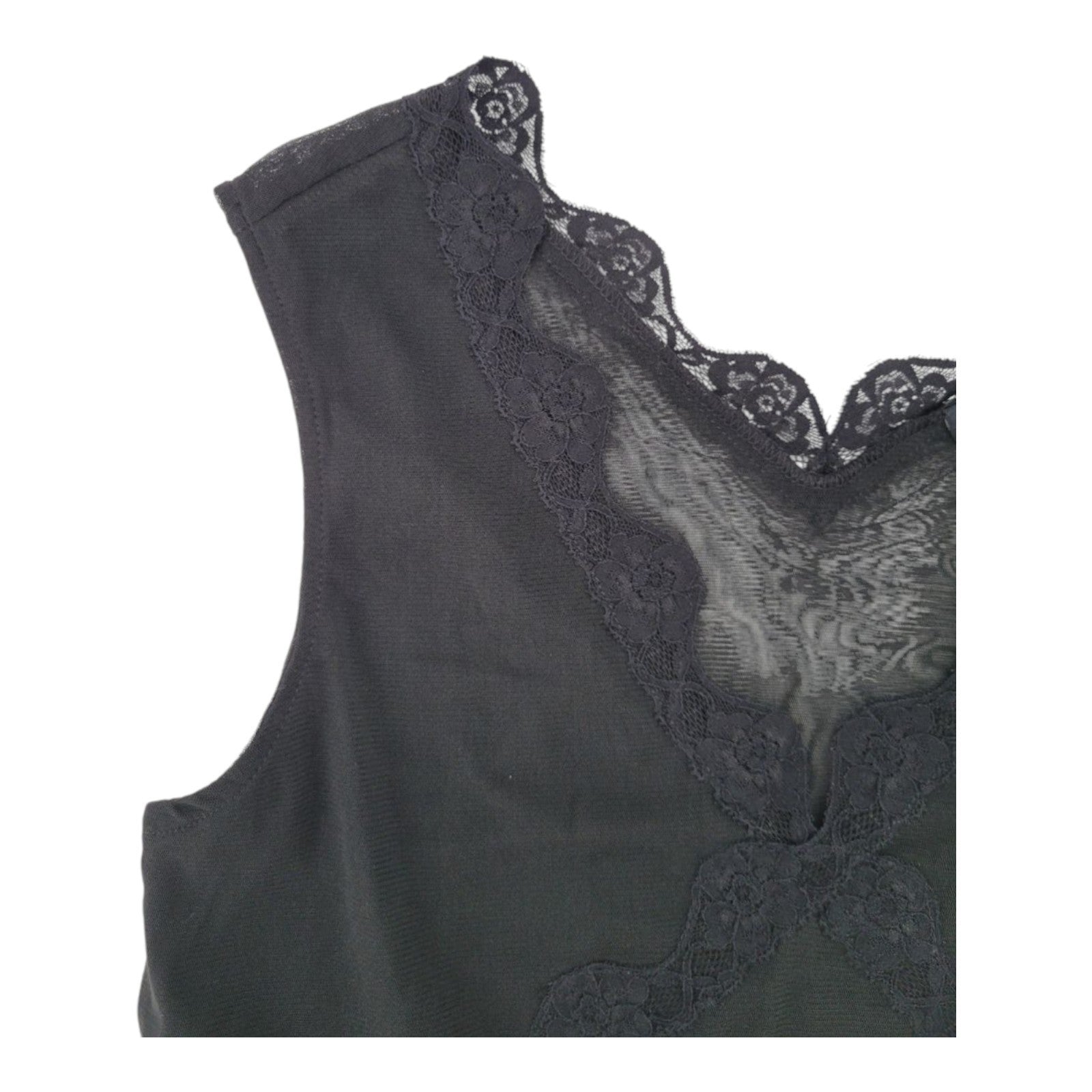 The Limited Women's Black Lace Mesh Sheer V-Neck Sleeveless Top Size M