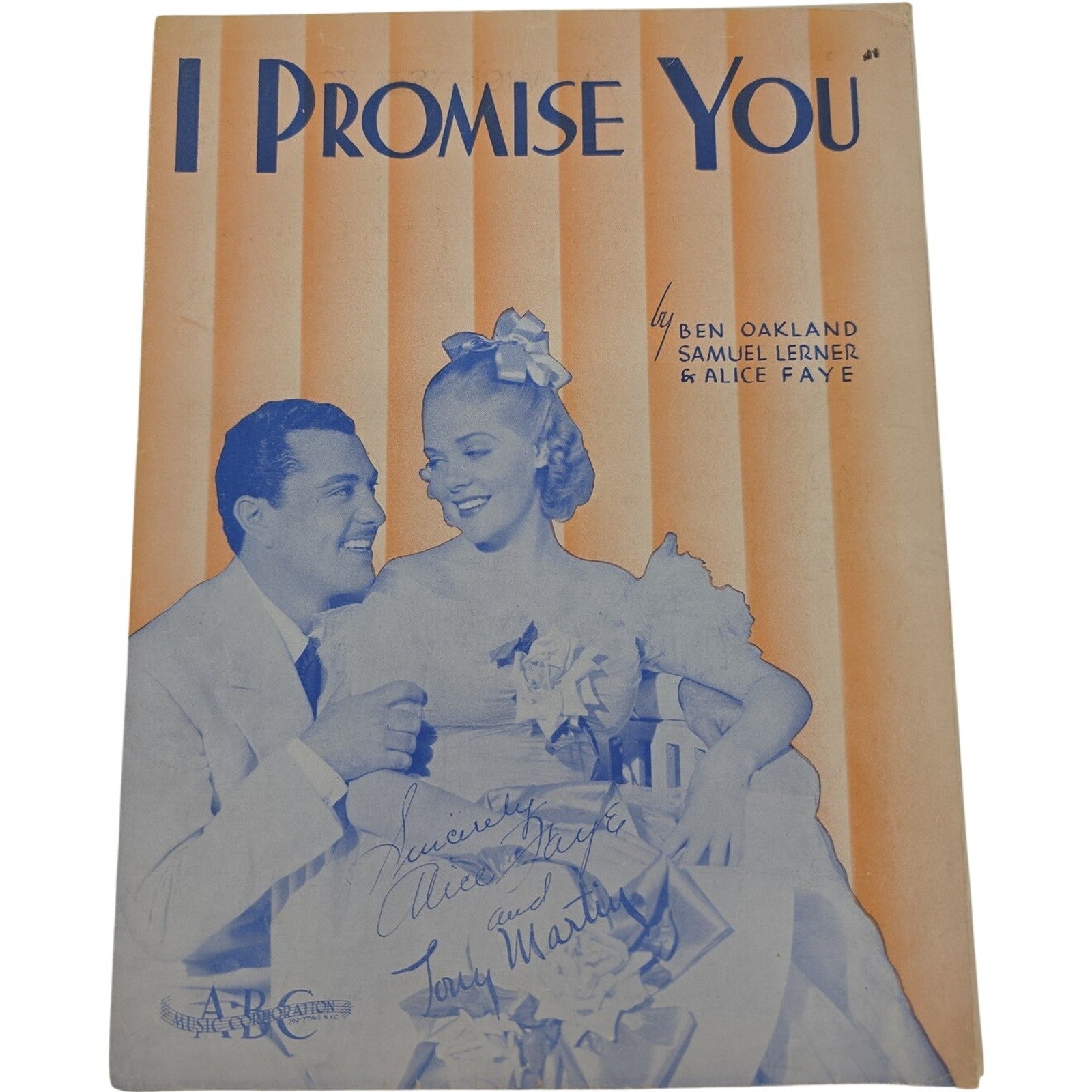 I Promise You 1938 Sheet Music by Ben Oakland, Samuel Lerner & Alice Faye