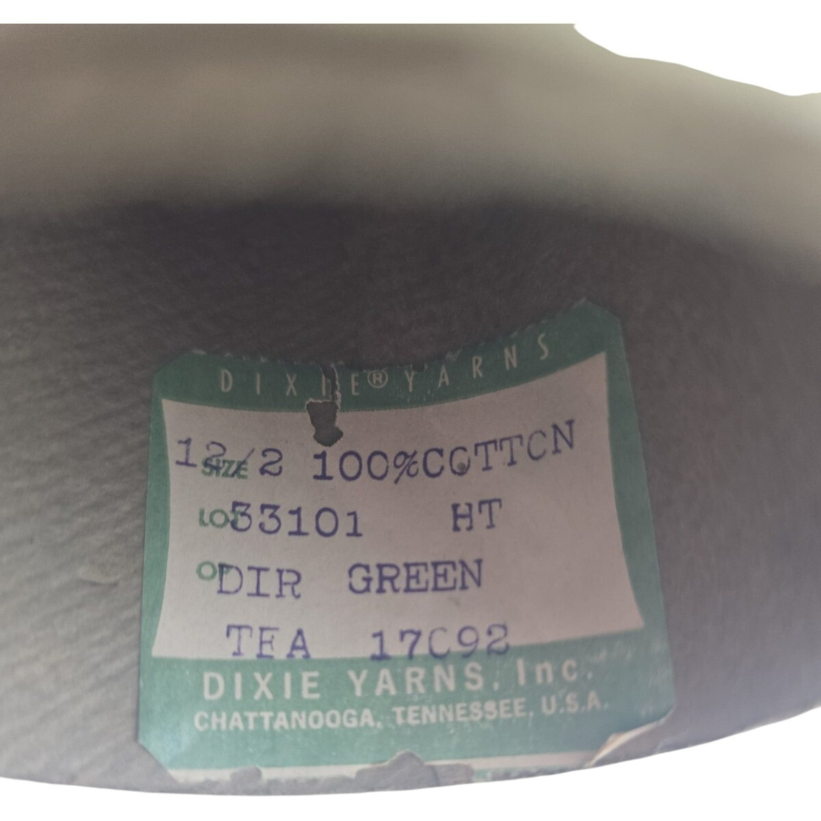 Vintage 1980s Dixie Yarns 12/2 Cotton Dir Green Tea 17092