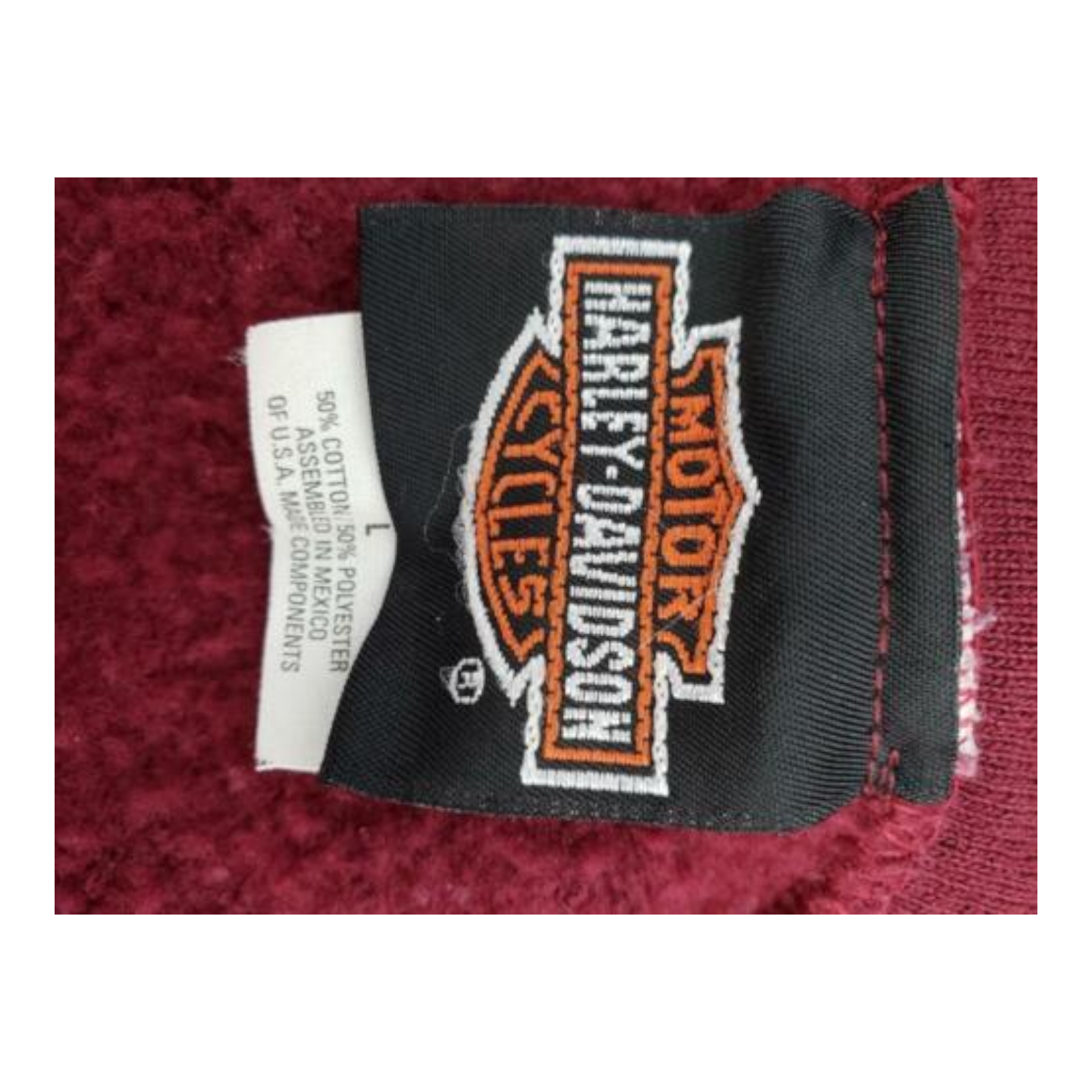 Vtg Harley Davidson Crystal River FL Mens Maroon 1/4 Zip Sweatshirt Size L