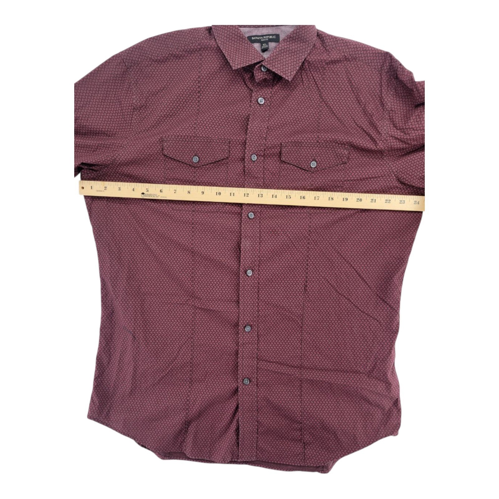 Banana Republic Men's Maroon Print Button Shirt Long Sleeve Slim Fit XL